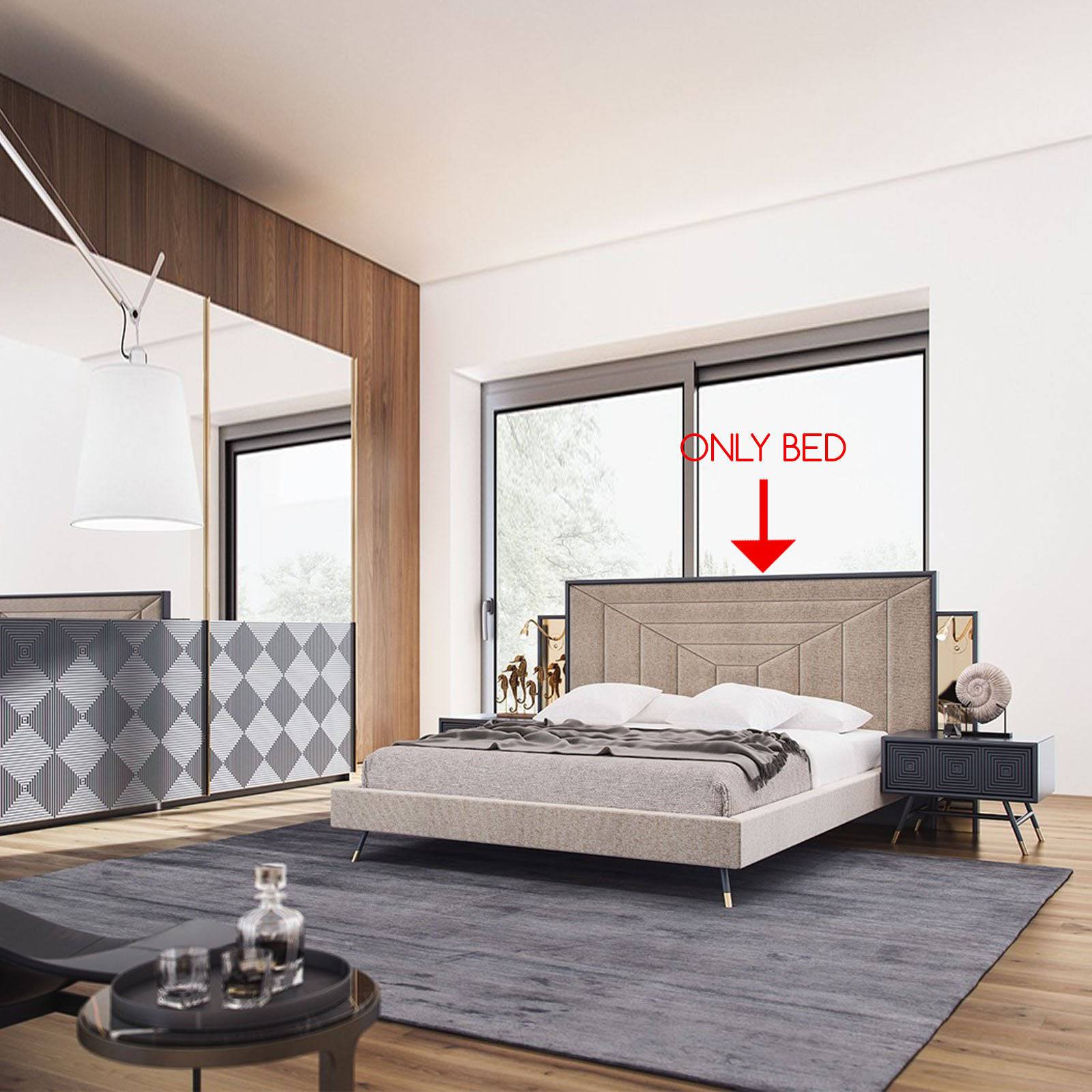 Vela Bedstead Vela009-G-Bedstead - Bedsteads - ebarza Furniture UAE | Shop Modern Furniture in Abu Dhabi & Dubai - مفروشات ايبازرا في الامارات | تسوق اثاث عصري وديكورات مميزة في دبي وابوظبي