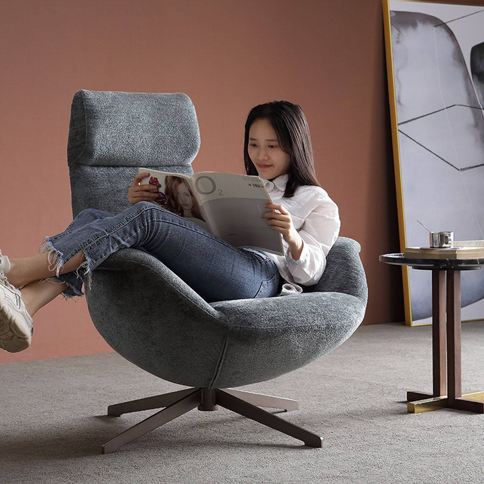 Venezia Swivel Lounge Chair LC015-Grey - Lounge Chairs - ebarza Furniture UAE | Shop Modern Furniture in Abu Dhabi & Dubai - مفروشات ايبازرا في الامارات | تسوق اثاث عصري وديكورات مميزة في دبي وابوظبي