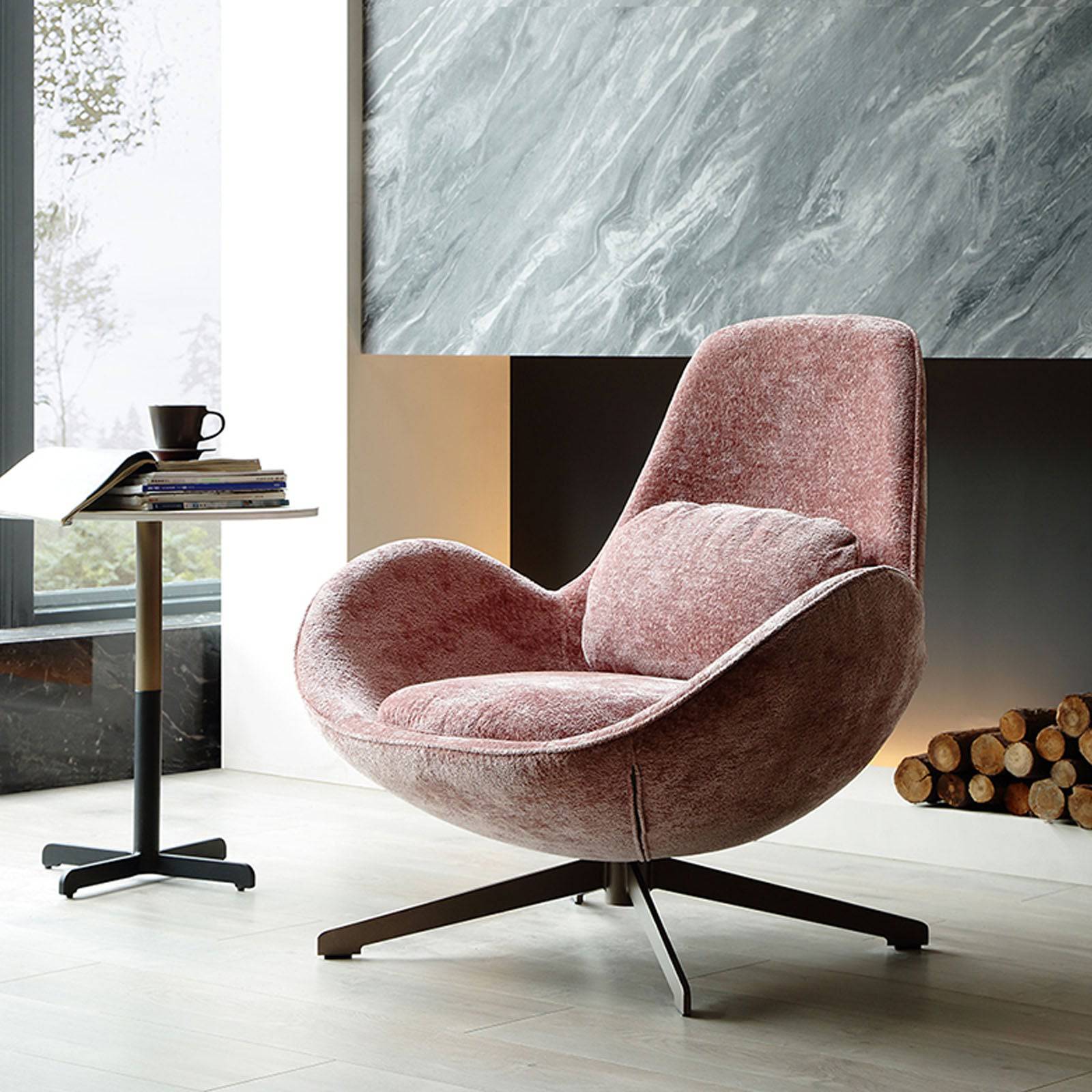 Vigo Swivel Lounge Chair Lc017-P - Lounge Chairs - ebarza Furniture UAE | Shop Modern Furniture in Abu Dhabi & Dubai - مفروشات ايبازرا في الامارات | تسوق اثاث عصري وديكورات مميزة في دبي وابوظبي