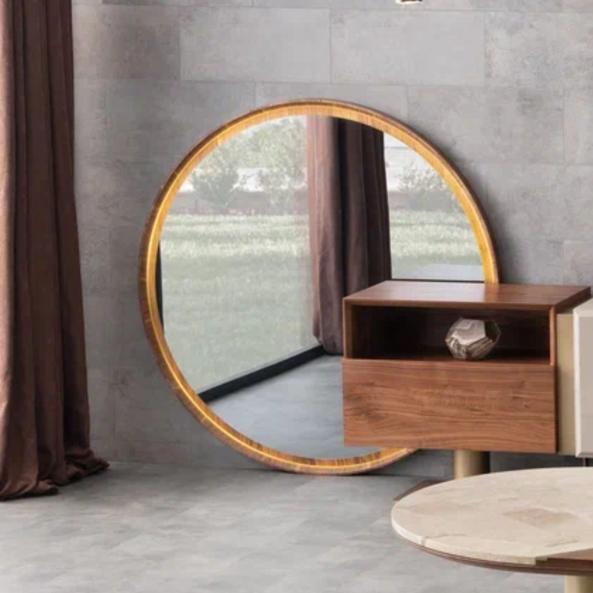 Wagon Walnut CONSOLE MIRROR WN-Mirror-Walnut - Mirrors - ebarza Furniture UAE | Shop Modern Furniture in Abu Dhabi & Dubai - مفروشات ايبازرا في الامارات | تسوق اثاث عصري وديكورات مميزة في دبي وابوظبي
