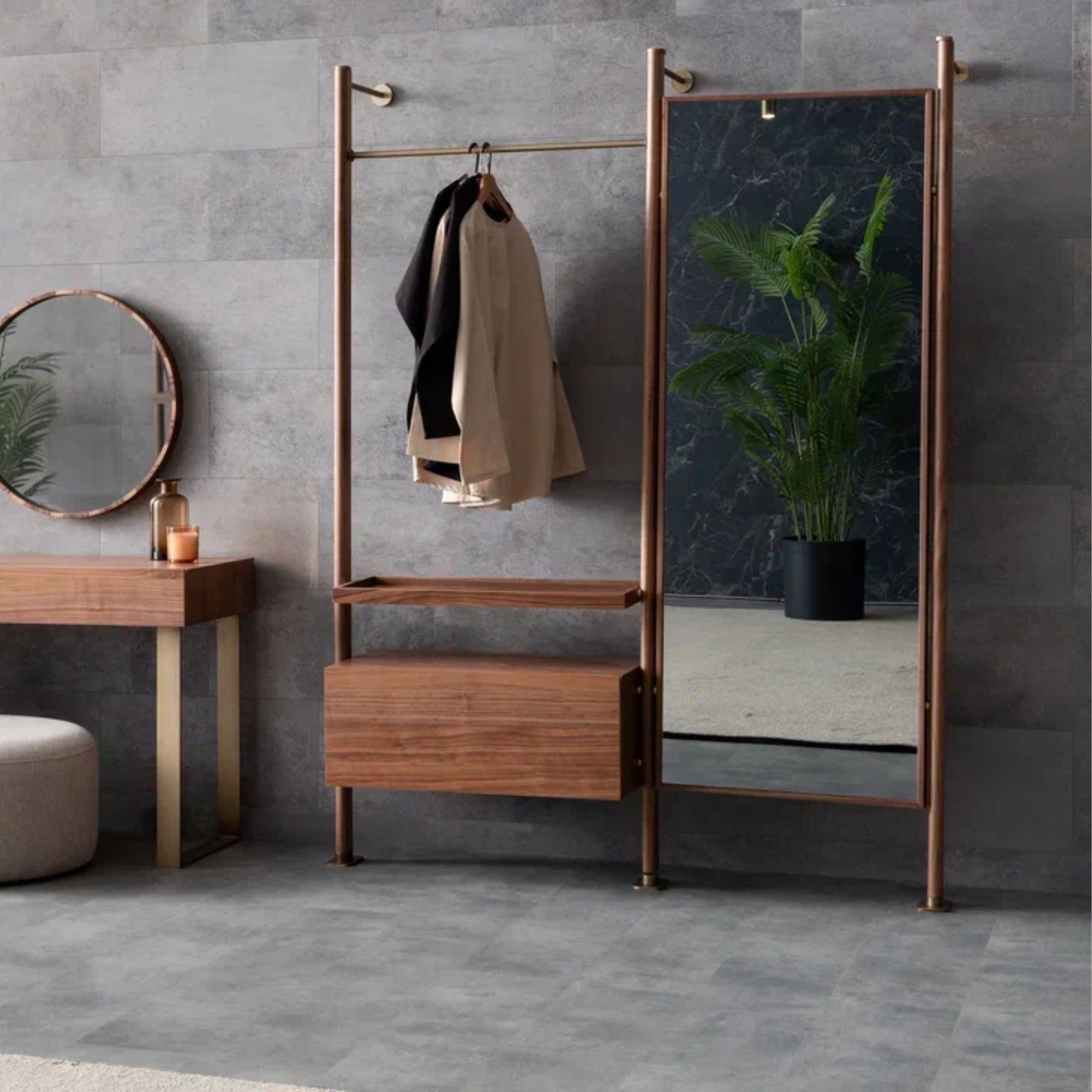 Wagon Walnut STAND MIRROR MODULE-Walnut - Mirrors - ebarza Furniture UAE | Shop Modern Furniture in Abu Dhabi & Dubai - مفروشات ايبازرا في الامارات | تسوق اثاث عصري وديكورات مميزة في دبي وابوظبي