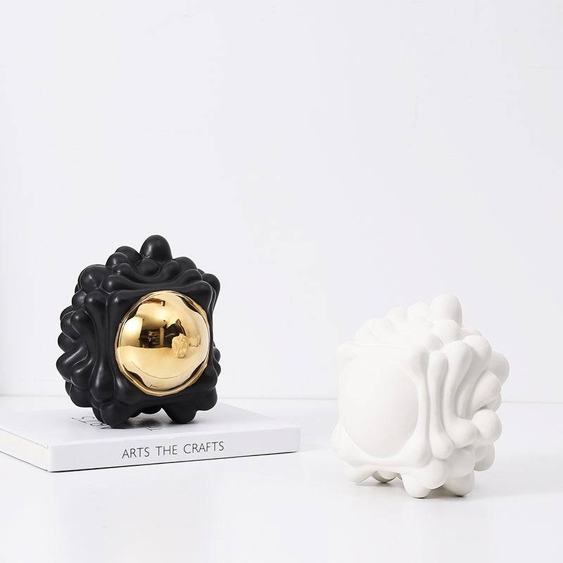 White Corṛugated Ball -A Fa-D21070A - Home Decor Figurines - ebarza Furniture UAE | Shop Modern Furniture in Abu Dhabi & Dubai - مفروشات ايبازرا في الامارات | تسوق اثاث عصري وديكورات مميزة في دبي وابوظبي