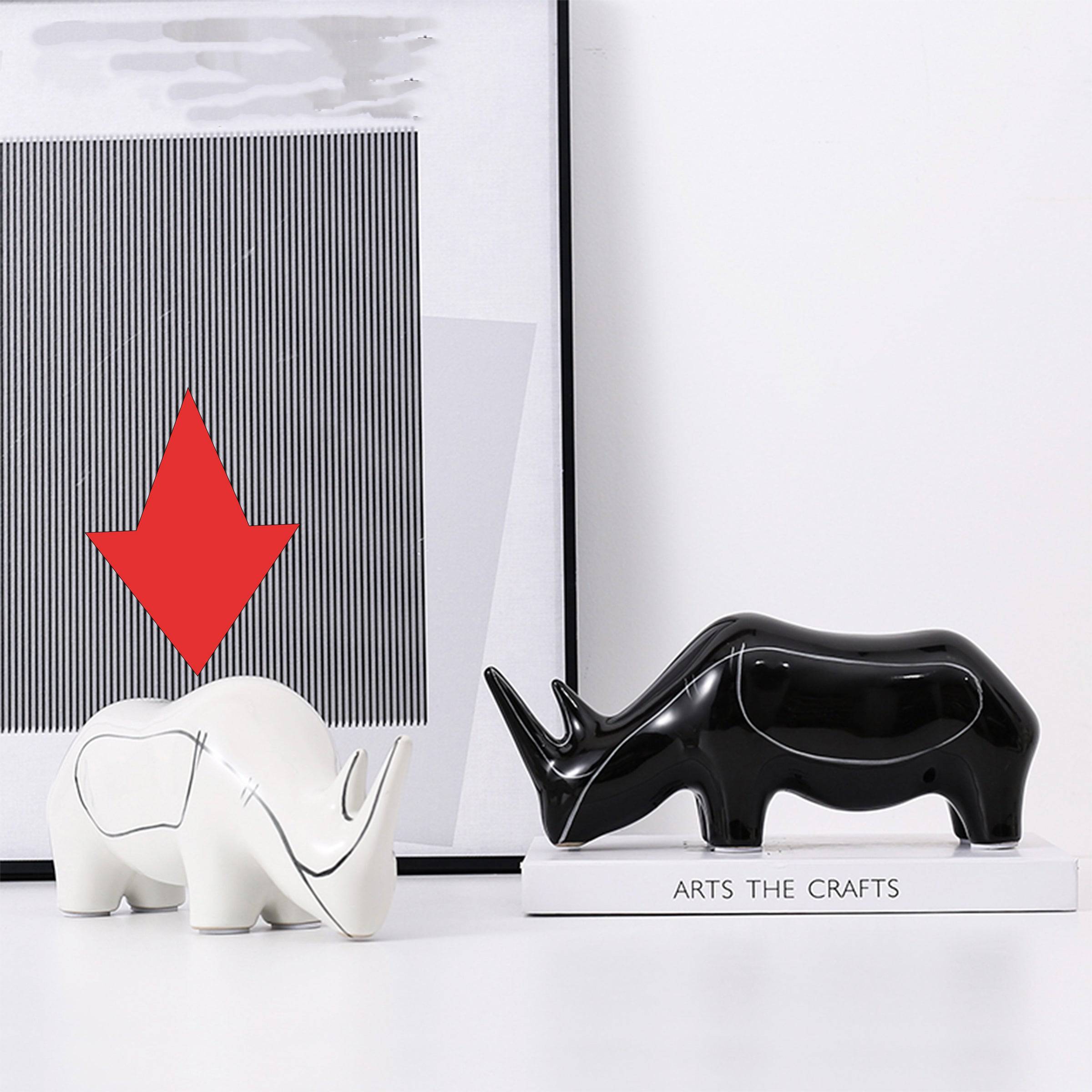 White Hand Painted Rhino Ornament-B Fa-D21084B - Home Decor Figurines - ebarza Furniture UAE | Shop Modern Furniture in Abu Dhabi & Dubai - مفروشات ايبازرا في الامارات | تسوق اثاث عصري وديكورات مميزة في دبي وابوظبي