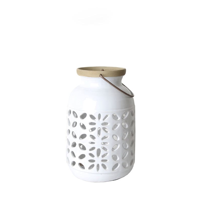 White Hurricane Lantern-B Fa-D2001B - Candle Holders - ebarza Furniture UAE | Shop Modern Furniture in Abu Dhabi & Dubai - مفروشات ايبازرا في الامارات | تسوق اثاث عصري وديكورات مميزة في دبي وابوظبي