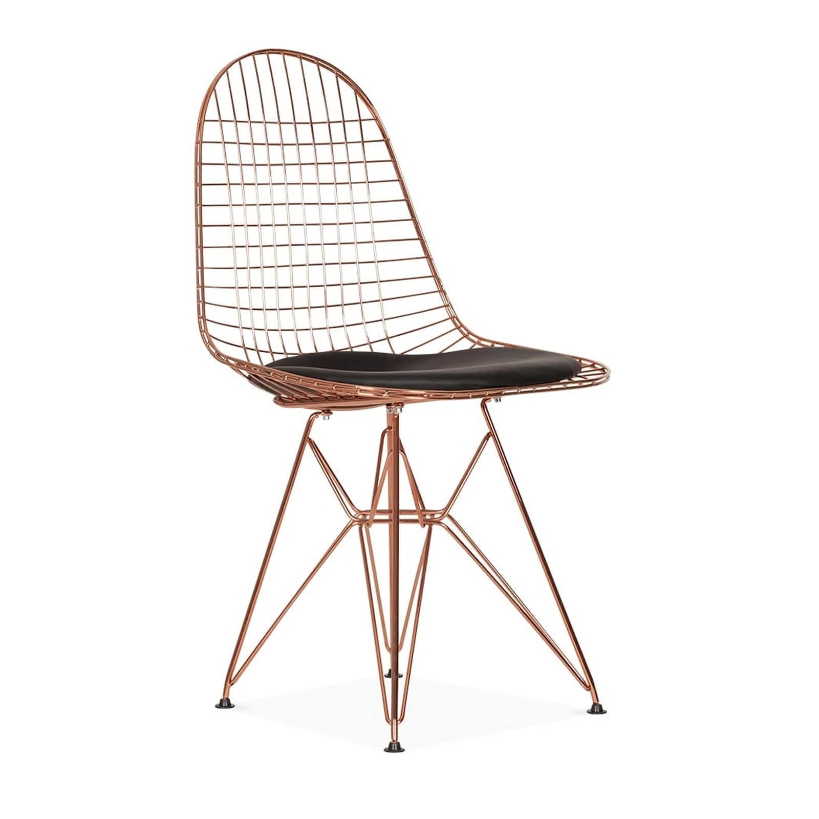 Wire Dining Chair & Pu Leather Cushion Bp8021-Rg - Chairs - ebarza Furniture UAE | Shop Modern Furniture in Abu Dhabi & Dubai - مفروشات ايبازرا في الامارات | تسوق اثاث عصري وديكورات مميزة في دبي وابوظبي