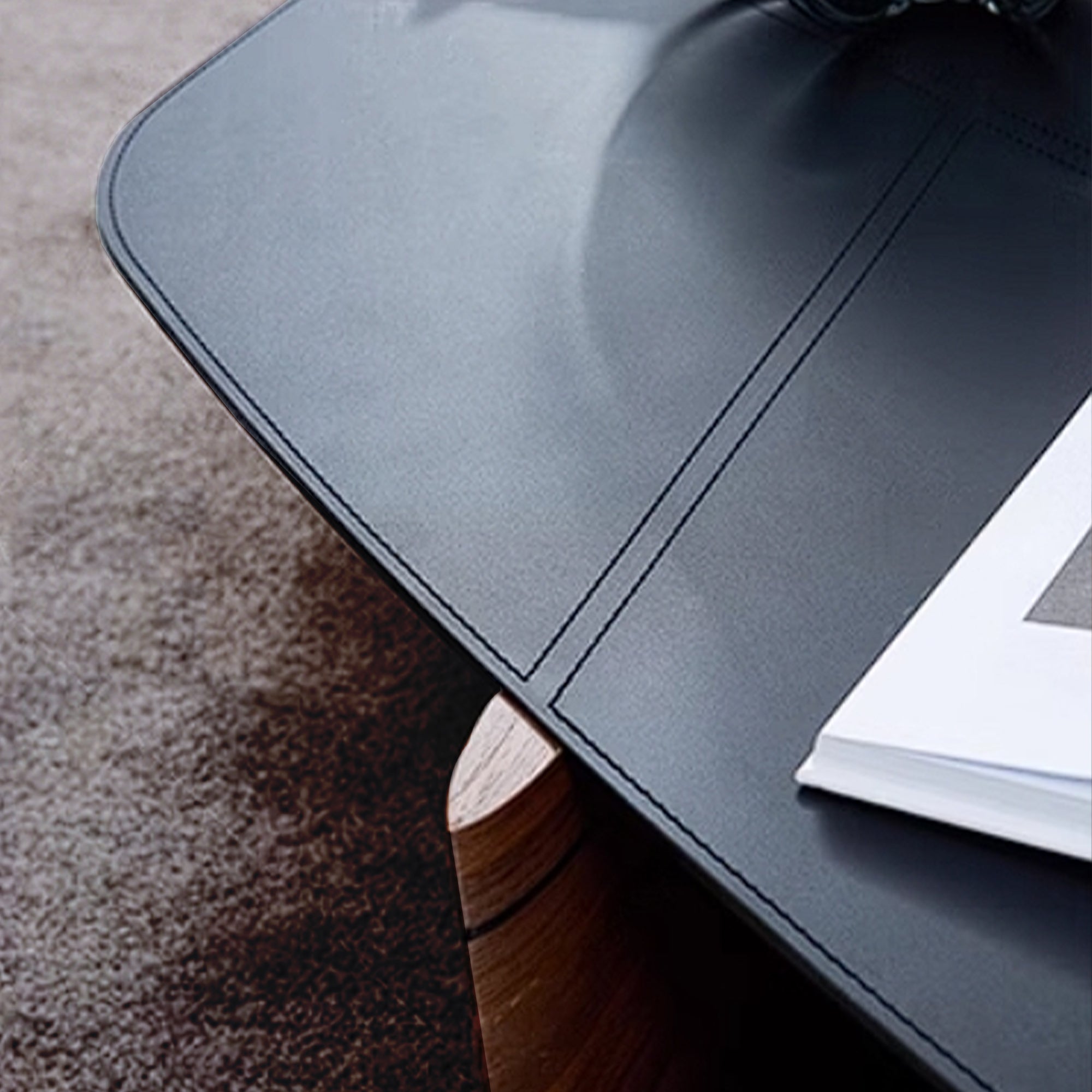 Seina Saddle Leather Top Coffee Table LT055M - Coffee tables - ebarza Furniture UAE | Shop Modern Furniture in Abu Dhabi & Dubai - مفروشات ايبازرا في الامارات | تسوق اثاث عصري وديكورات مميزة في دبي وابوظبي