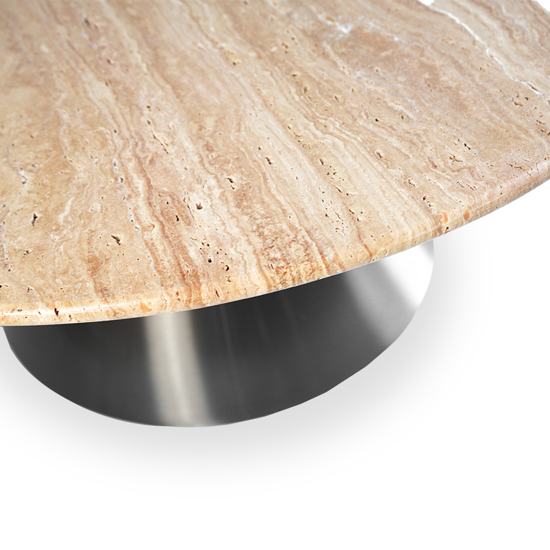 Travertine Top and Stainless Steel Base Coffee Table PZ-C09-S - Coffee tables - ebarza Furniture UAE | Shop Modern Furniture in Abu Dhabi & Dubai - مفروشات ايبازرا في الامارات | تسوق اثاث عصري وديكورات مميزة في دبي وابوظبي