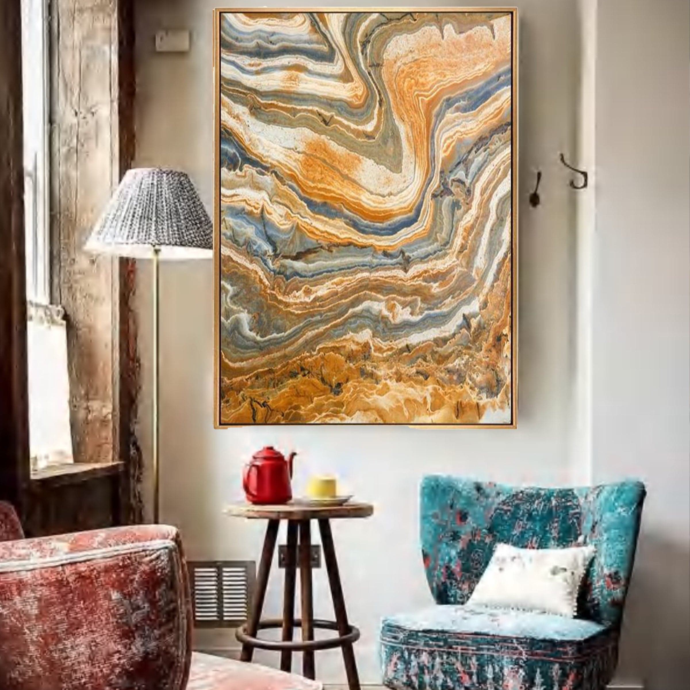 Yellow Granite Pattern Painting Wall Art Fl-H237B - Paintings - ebarza Furniture UAE | Shop Modern Furniture in Abu Dhabi & Dubai - مفروشات ايبازرا في الامارات | تسوق اثاث عصري وديكورات مميزة في دبي وابوظبي