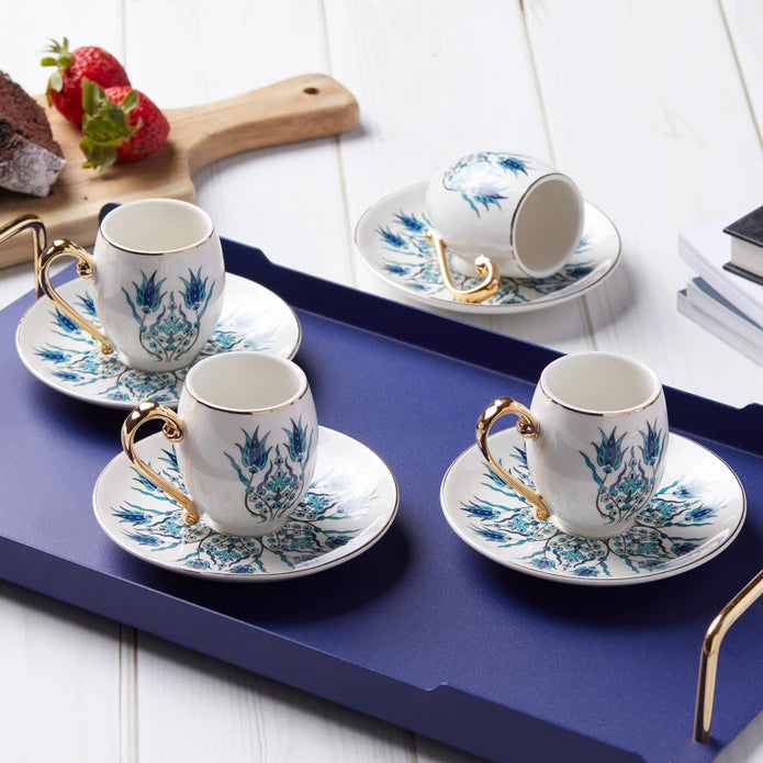 İznik Set Of 6 Coffee Cup And Plates 153.01.05.4275 - Coffee Sets - ebarza Furniture UAE | Shop Modern Furniture in Abu Dhabi & Dubai - مفروشات ايبازرا في الامارات | تسوق اثاث عصري وديكورات مميزة في دبي وابوظبي