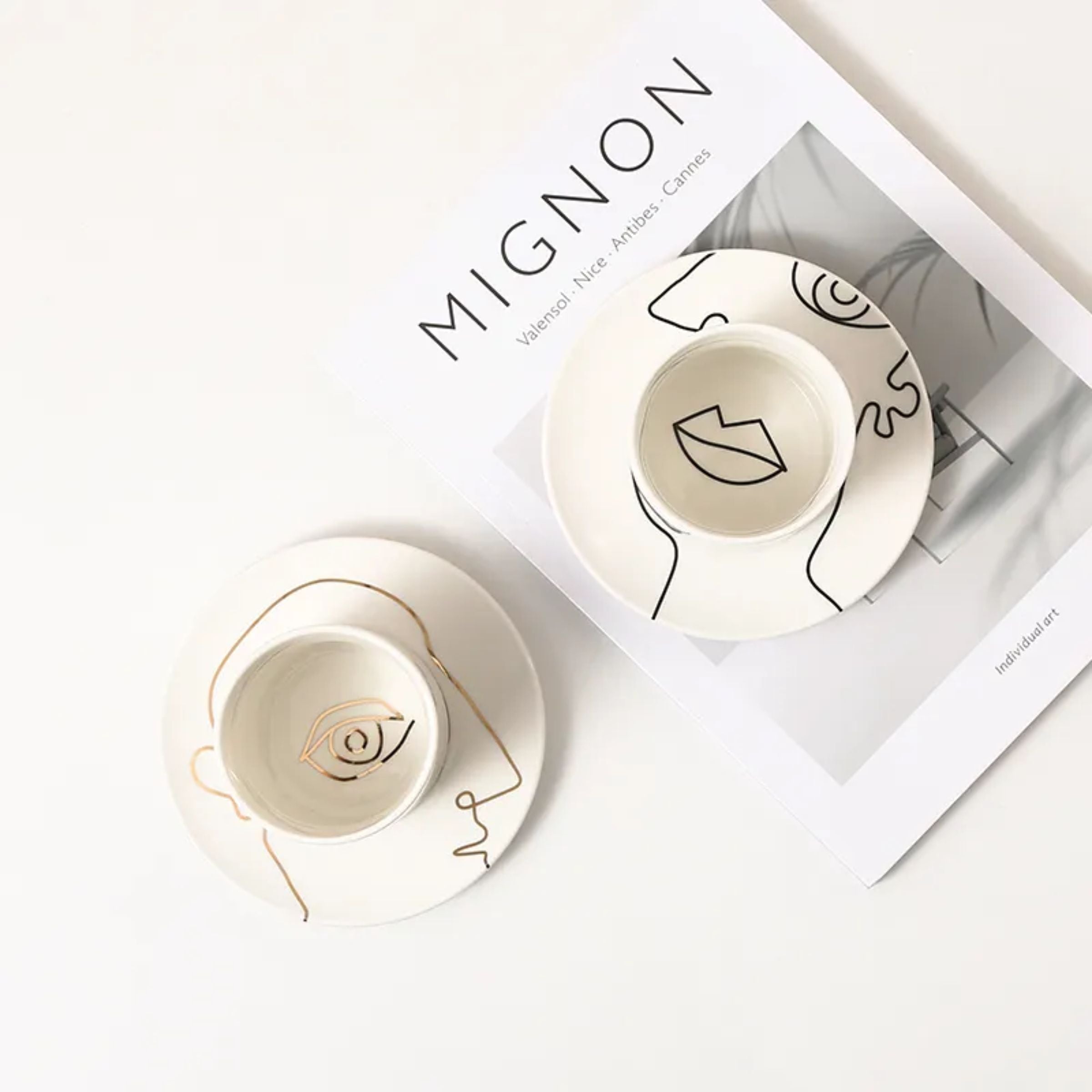 Simple Drawing Of Mouth Cup A-Gold Fa-D22003A - Coffee Sets - ebarza Furniture UAE | Shop Modern Furniture in Abu Dhabi & Dubai - مفروشات ايبازرا في الامارات | تسوق اثاث عصري وديكورات مميزة في دبي وابوظبي