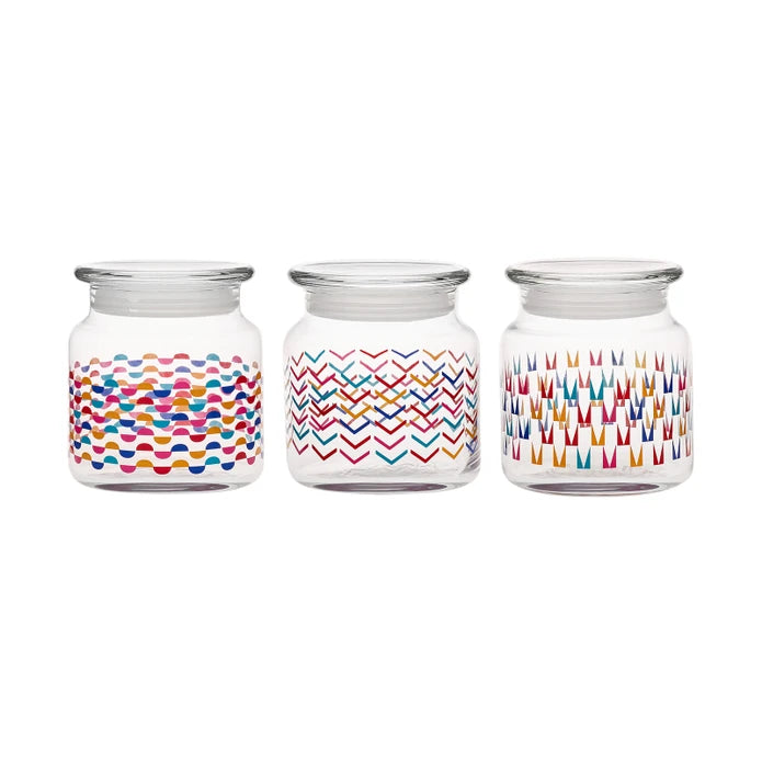Karaca Playful 3 Piece Glass Storage Container 635 Ml 153.03.06.9371 - Spice Sets - ebarza Furniture UAE | Shop Modern Furniture in Abu Dhabi & Dubai - مفروشات ايبازرا في الامارات | تسوق اثاث عصري وديكورات مميزة في دبي وابوظبي