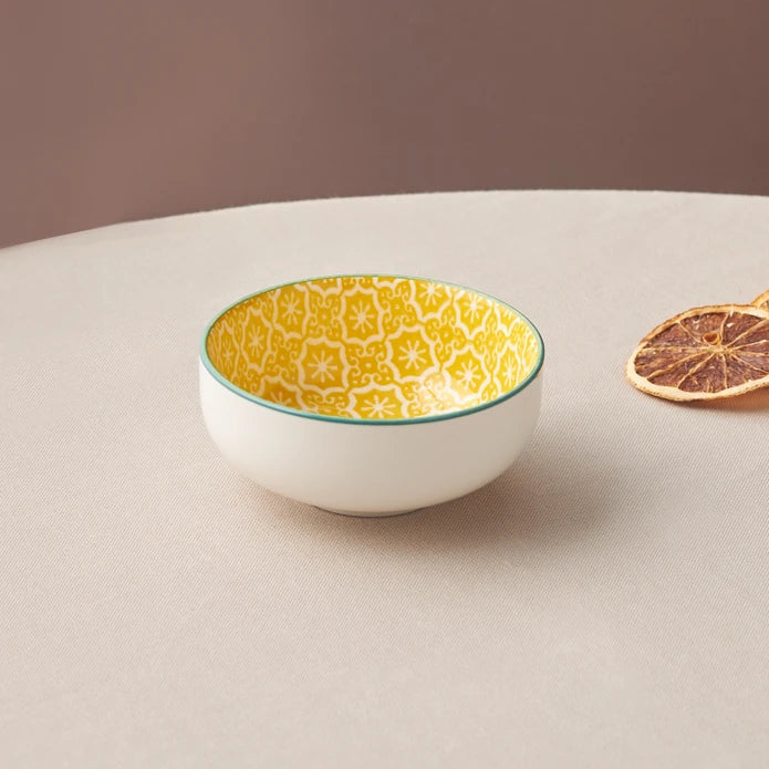 Karaca Floral Yellow Round Cookie Bowl 10 cm 153.03.08.2974 - Bowls - ebarza Furniture UAE | Shop Modern Furniture in Abu Dhabi & Dubai - مفروشات ايبازرا في الامارات | تسوق اثاث عصري وديكورات مميزة في دبي وابوظبي