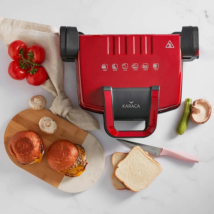 Karaca Future Granite Red Grill And Toaster 1800W 153.06.11.0409 - Kitchen Appliances - ebarza Furniture UAE | Shop Modern Furniture in Abu Dhabi & Dubai - مفروشات ايبازرا في الامارات | تسوق اثاث عصري وديكورات مميزة في دبي وابوظبي