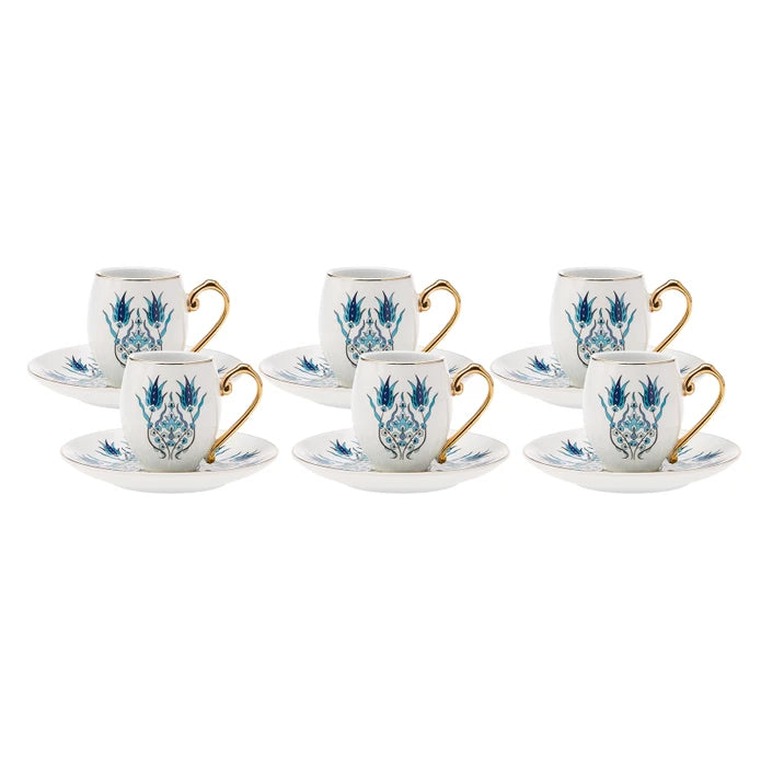 İznik Set Of 6 Coffee Cup And Plates 153.01.05.4275 - Coffee Sets - ebarza Furniture UAE | Shop Modern Furniture in Abu Dhabi & Dubai - مفروشات ايبازرا في الامارات | تسوق اثاث عصري وديكورات مميزة في دبي وابوظبي