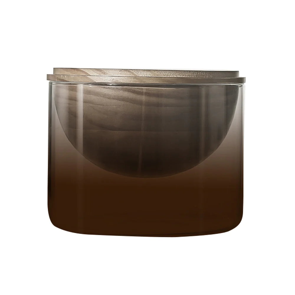 Wood & Ombre Glass Short Cylindrical Vase With Bowl Detail FB-ZS2222B - Vases - ebarza Furniture UAE | Shop Modern Furniture in Abu Dhabi & Dubai - مفروشات ايبازرا في الامارات | تسوق اثاث عصري وديكورات مميزة في دبي وابوظبي