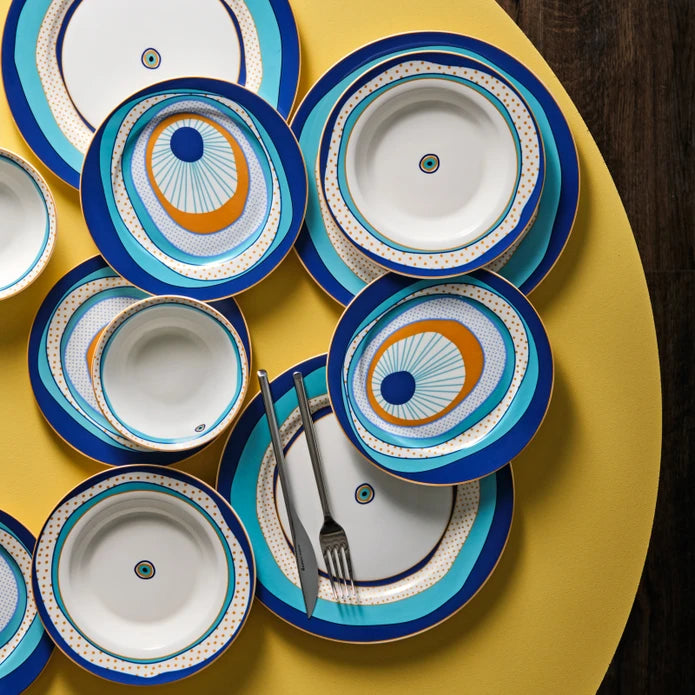 Karaca Eye Zone 24 Pieces 6 Person Porcelain Dinnerware 153.03.06.5960 - Dinnerware Sets - ebarza Furniture UAE | Shop Modern Furniture in Abu Dhabi & Dubai - مفروشات ايبازرا في الامارات | تسوق اثاث عصري وديكورات مميزة في دبي وابوظبي