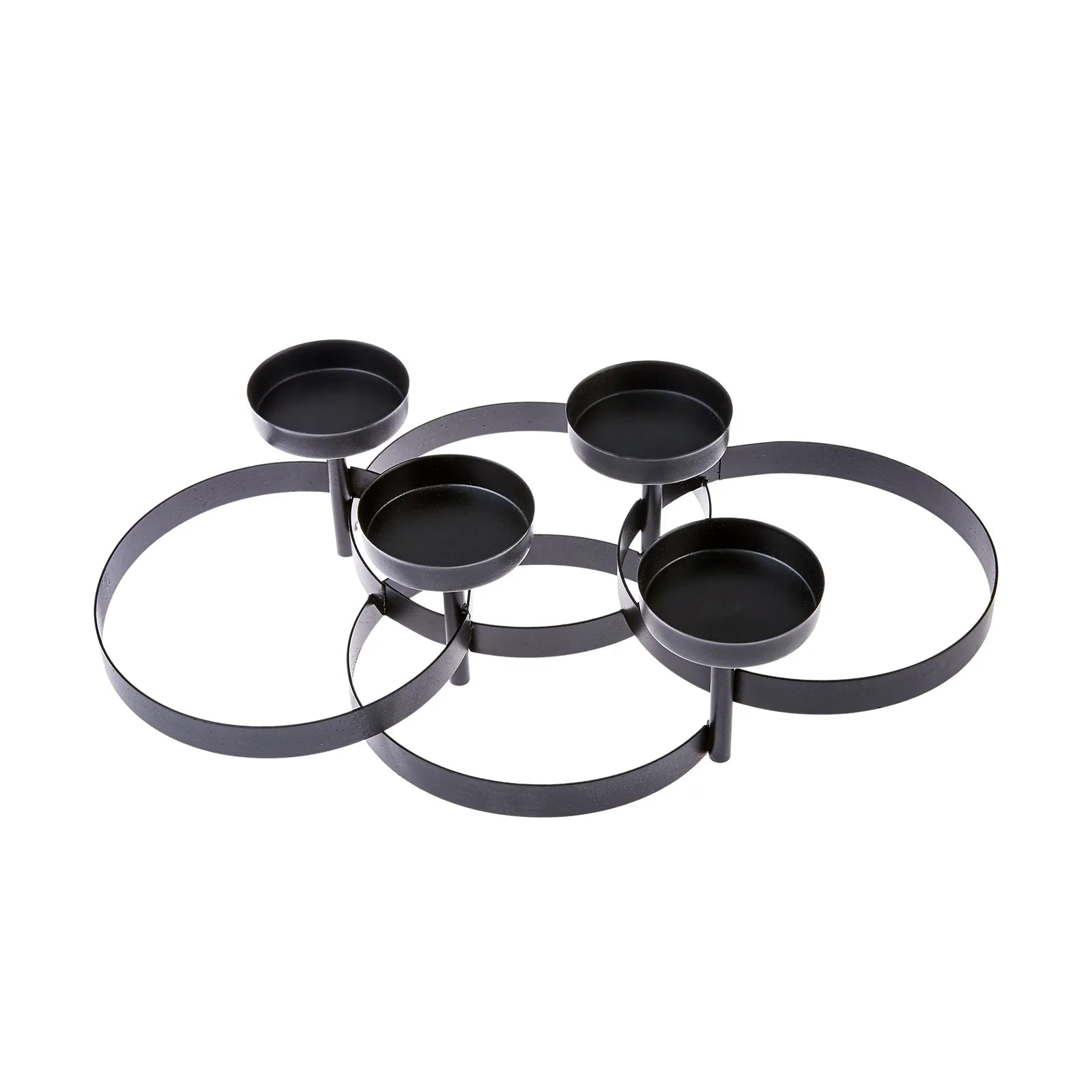 Karaca Home Circles Black Candle Holder 39X22Cm 300.21.02.020 - Candle Holders - ebarza Furniture UAE | Shop Modern Furniture in Abu Dhabi & Dubai - مفروشات ايبازرا في الامارات | تسوق اثاث عصري وديكورات مميزة في دبي وابوظبي