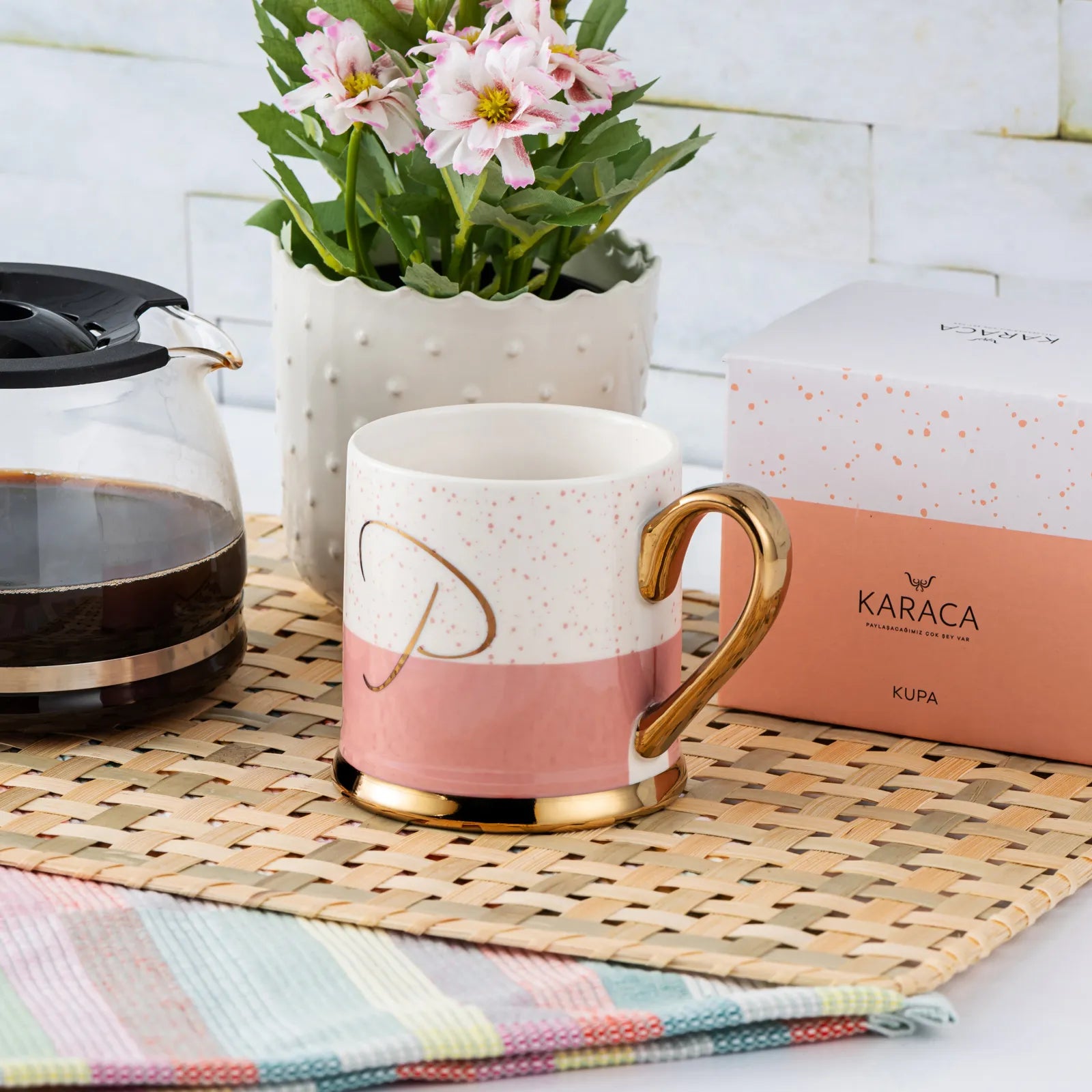 Karaca Mug With Letter P 153.03.06.1623 - Mugs - ebarza Furniture UAE | Shop Modern Furniture in Abu Dhabi & Dubai - مفروشات ايبازرا في الامارات | تسوق اثاث عصري وديكورات مميزة في دبي وابوظبي