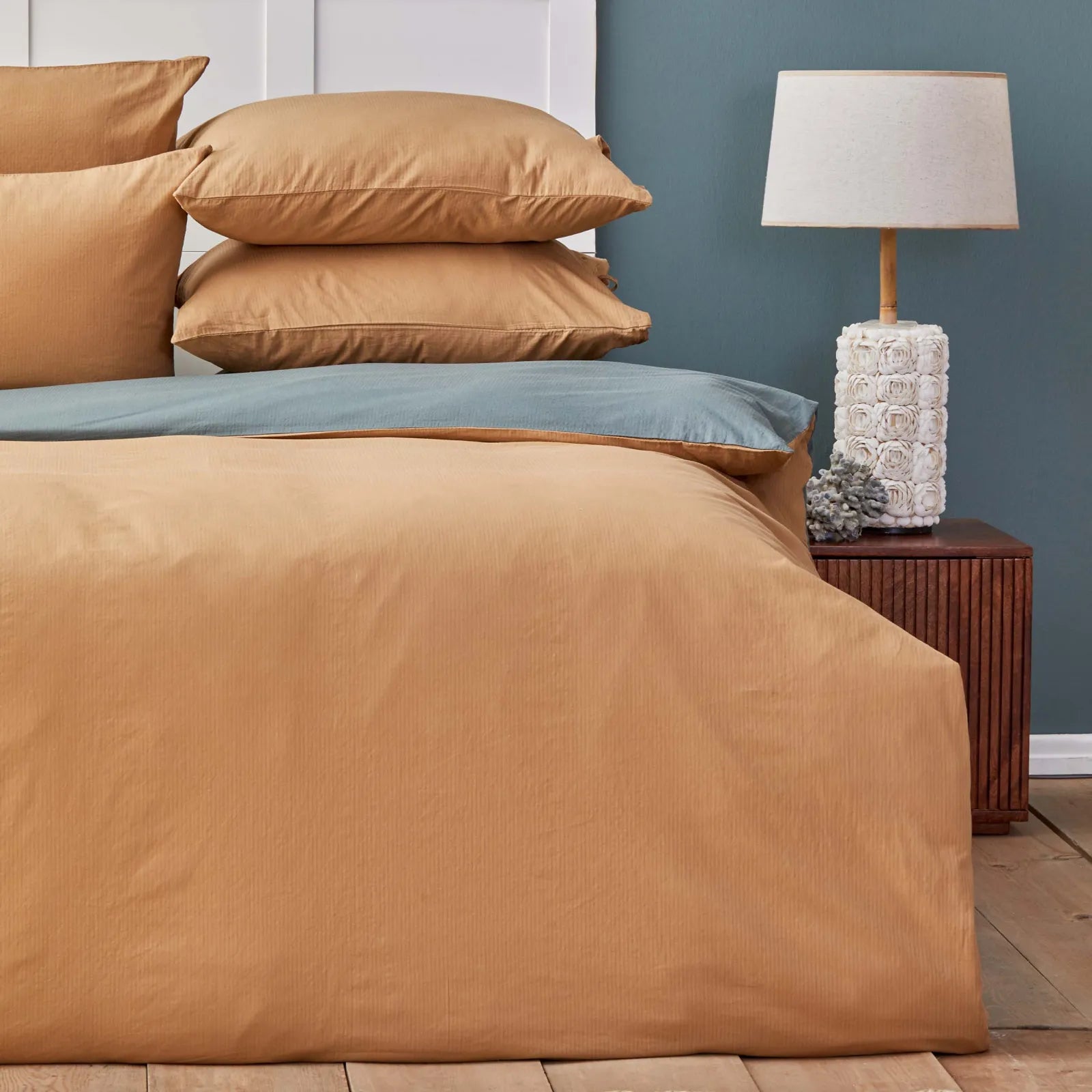 Karaca Nautica Home Bow Mustard/Green Double Sided Single Duvet Cover Set 180.01.01.0408 - Bedding - ebarza Furniture UAE | Shop Modern Furniture in Abu Dhabi & Dubai - مفروشات ايبازرا في الامارات | تسوق اثاث عصري وديكورات مميزة في دبي وابوظبي