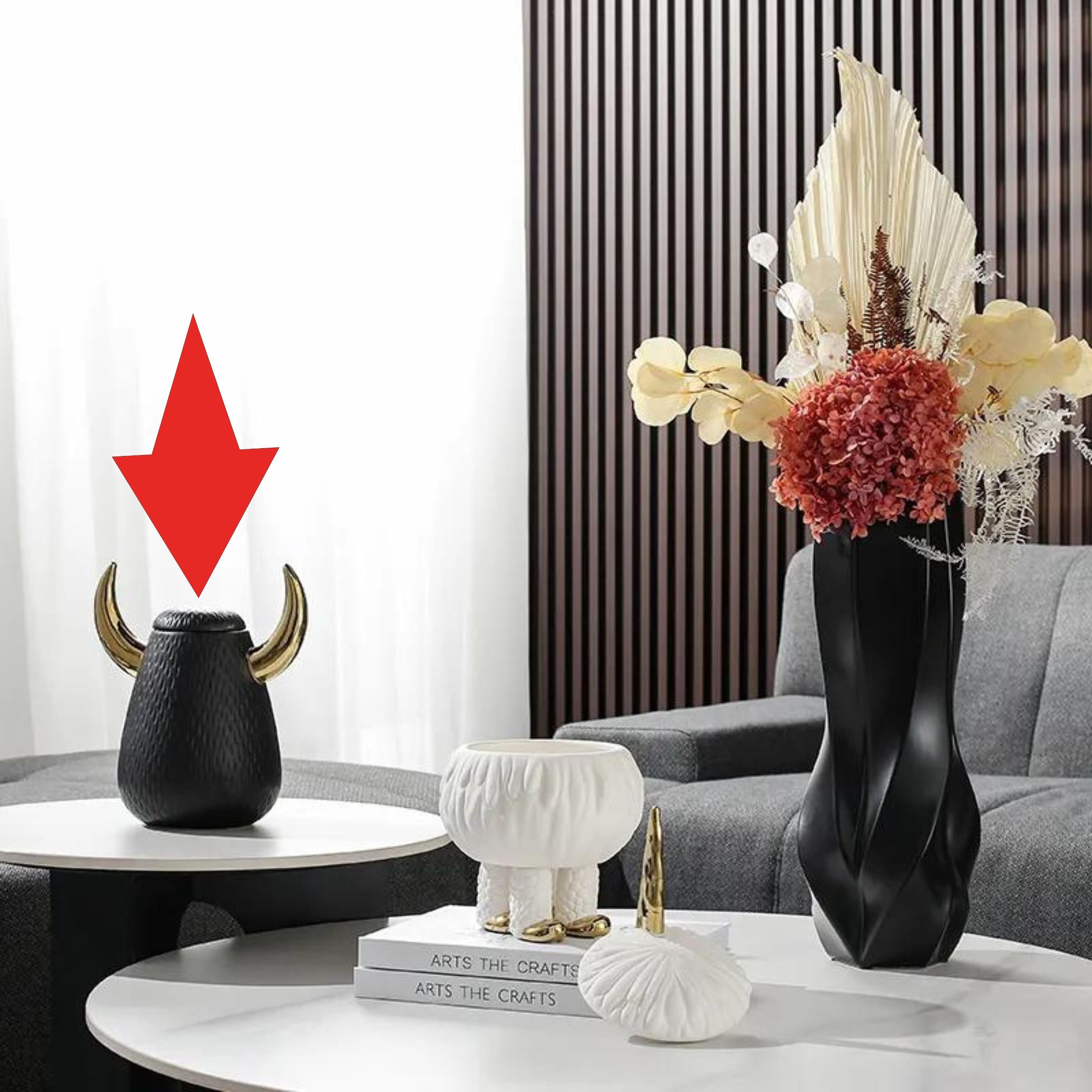 Black Horn Decoration -B Fa-D21075B - Vases - ebarza Furniture UAE | Shop Modern Furniture in Abu Dhabi & Dubai - مفروشات ايبازرا في الامارات | تسوق اثاث عصري وديكورات مميزة في دبي وابوظبي