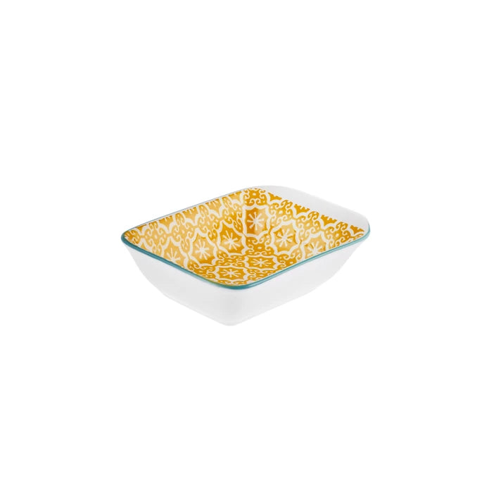 Karaca Floral Yellow Rectangle Cookie/Sauce Bowl 10 cm 153.03.08.2994 - Bowls - ebarza Furniture UAE | Shop Modern Furniture in Abu Dhabi & Dubai - مفروشات ايبازرا في الامارات | تسوق اثاث عصري وديكورات مميزة في دبي وابوظبي