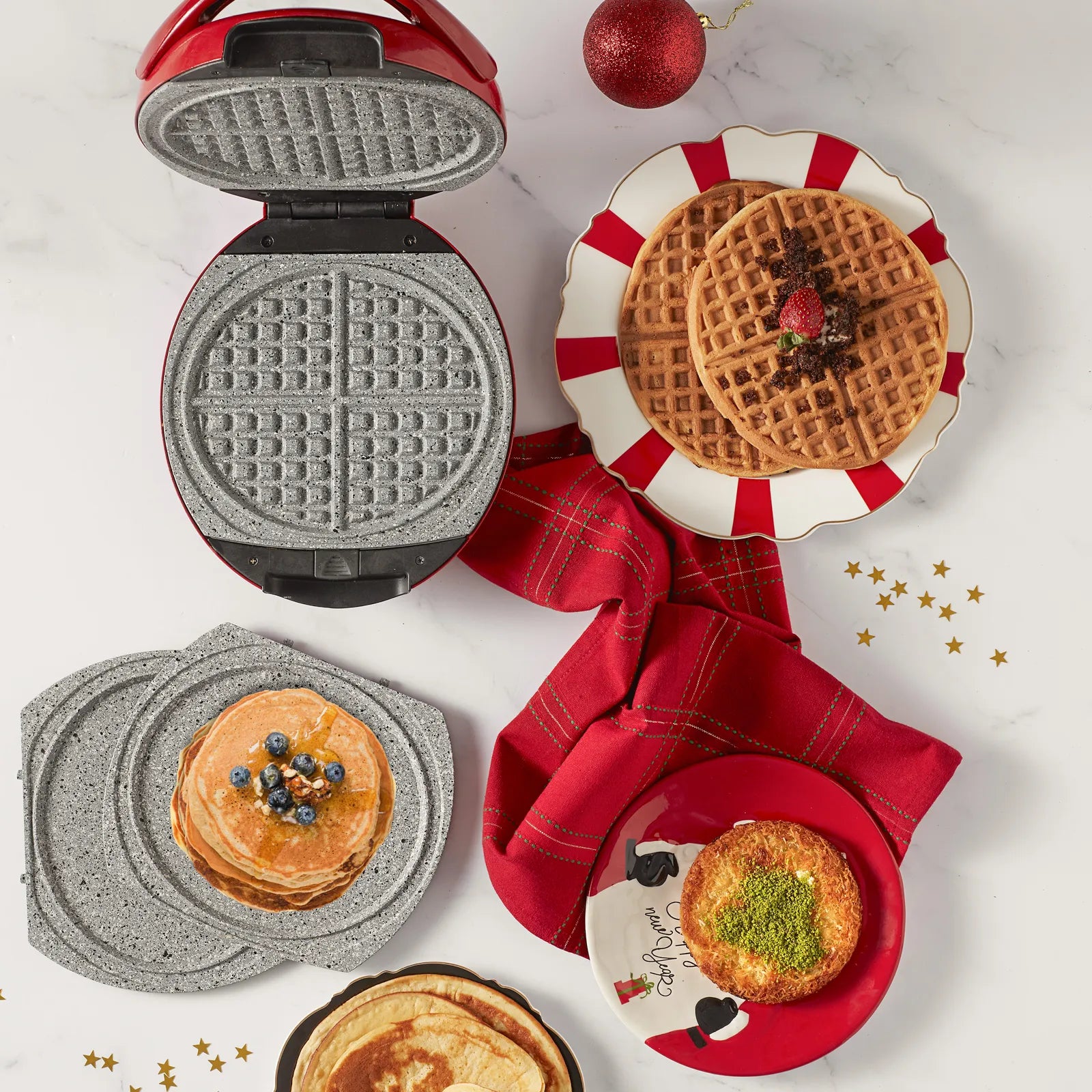Karaca Funday Redgold Removable Plate Waffle Maker 1000W 153.01.06.4928 - Kitchen Appliances - ebarza Furniture UAE | Shop Modern Furniture in Abu Dhabi & Dubai - مفروشات ايبازرا في الامارات | تسوق اثاث عصري وديكورات مميزة في دبي وابوظبي
