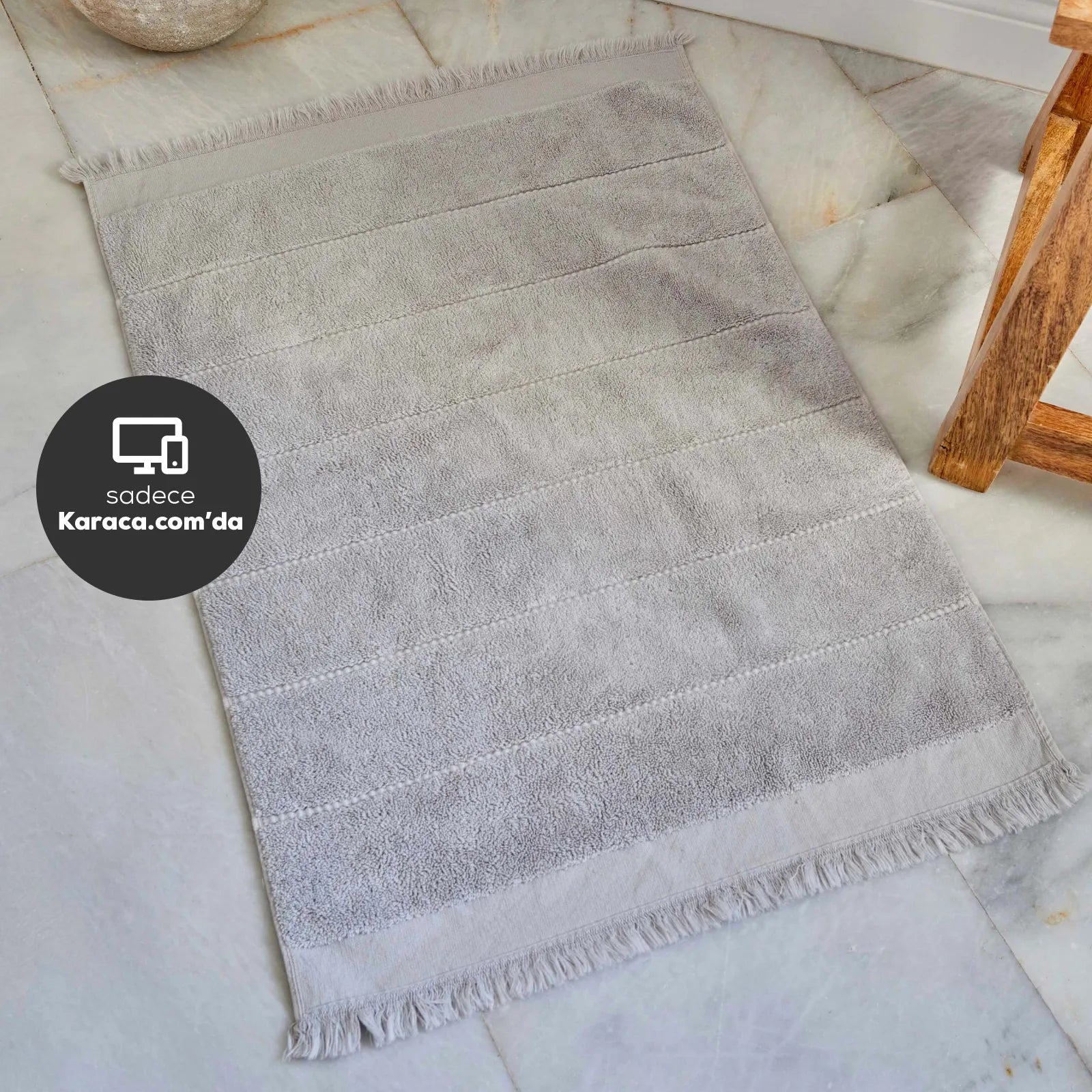 Karaca Home 4 Element GRI Stone 100% Cotton Bath Mat 50x70 cm 200.18.01.0939 - Bath Mats - ebarza Furniture UAE | Shop Modern Furniture in Abu Dhabi & Dubai - مفروشات ايبازرا في الامارات | تسوق اثاث عصري وديكورات مميزة في دبي وابوظبي