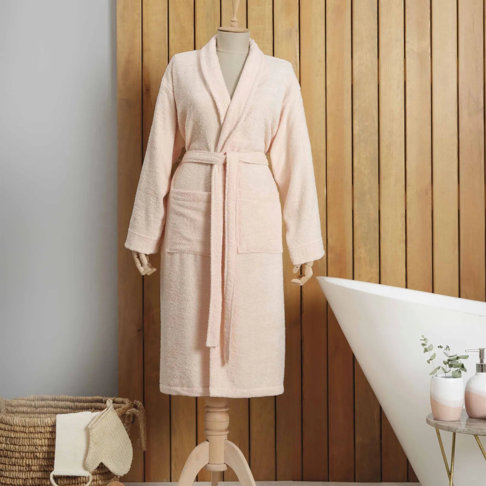 Karaca Home Dielle Recycle Women's Bathrobe L XL Powder 200.20.01.0689 - Bathrobe Sets - ebarza Furniture UAE | Shop Modern Furniture in Abu Dhabi & Dubai - مفروشات ايبازرا في الامارات | تسوق اثاث عصري وديكورات مميزة في دبي وابوظبي