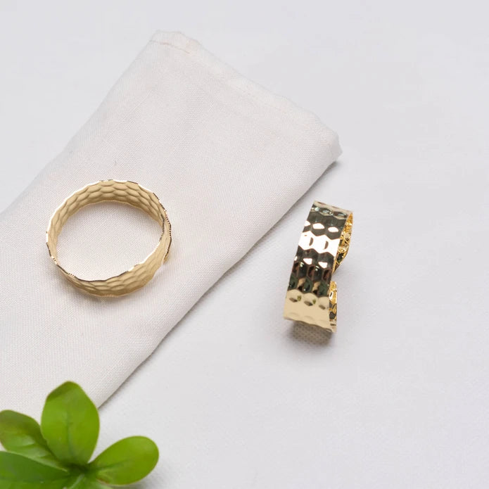 Karaca Home Hammered Gold 2 Piece Napkin Ring 300.22.02.0467 - Napkin Rings - ebarza Furniture UAE | Shop Modern Furniture in Abu Dhabi & Dubai - مفروشات ايبازرا في الامارات | تسوق اثاث عصري وديكورات مميزة في دبي وابوظبي