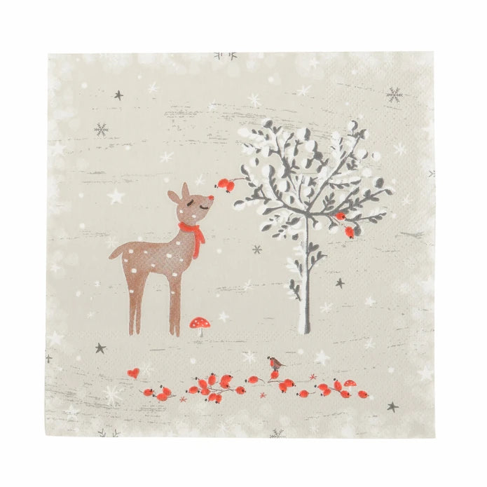 Karaca Home New Year Sniffing Deer 20 Pcs Paper Napkin 300.22.02.1017 - Napkins - ebarza Furniture UAE | Shop Modern Furniture in Abu Dhabi & Dubai - مفروشات ايبازرا في الامارات | تسوق اثاث عصري وديكورات مميزة في دبي وابوظبي