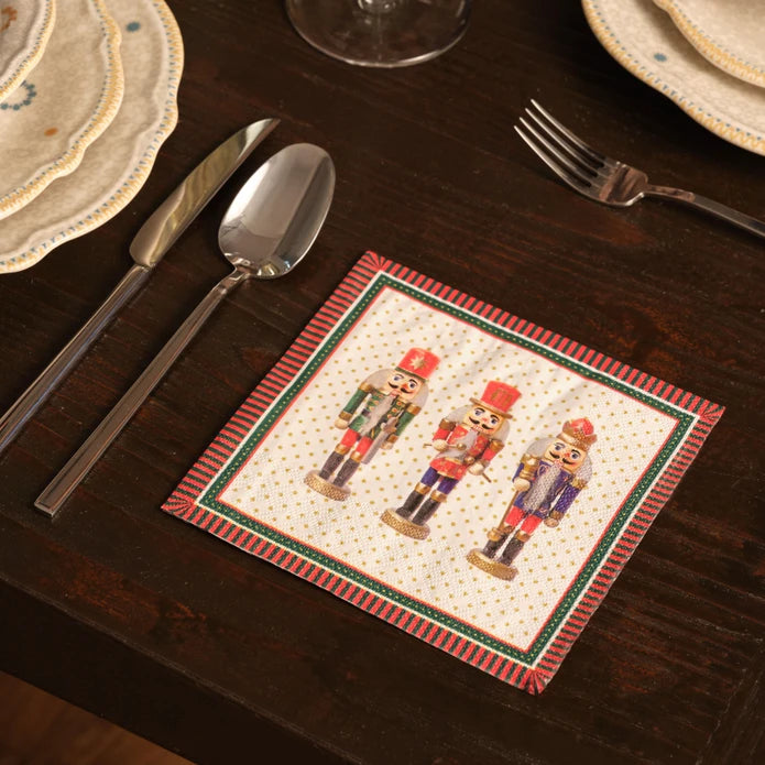 Karaca Home New Year Three Nutcrackers 20 Pcs Paper Napkin 300.22.02.1016 - Napkins - ebarza Furniture UAE | Shop Modern Furniture in Abu Dhabi & Dubai - مفروشات ايبازرا في الامارات | تسوق اثاث عصري وديكورات مميزة في دبي وابوظبي