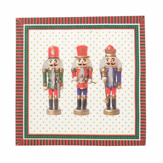 Karaca Home New Year Three Nutcrackers 20 Pcs Paper Napkin 300.22.02.1016 - Napkins - ebarza Furniture UAE | Shop Modern Furniture in Abu Dhabi & Dubai - مفروشات ايبازرا في الامارات | تسوق اثاث عصري وديكورات مميزة في دبي وابوظبي