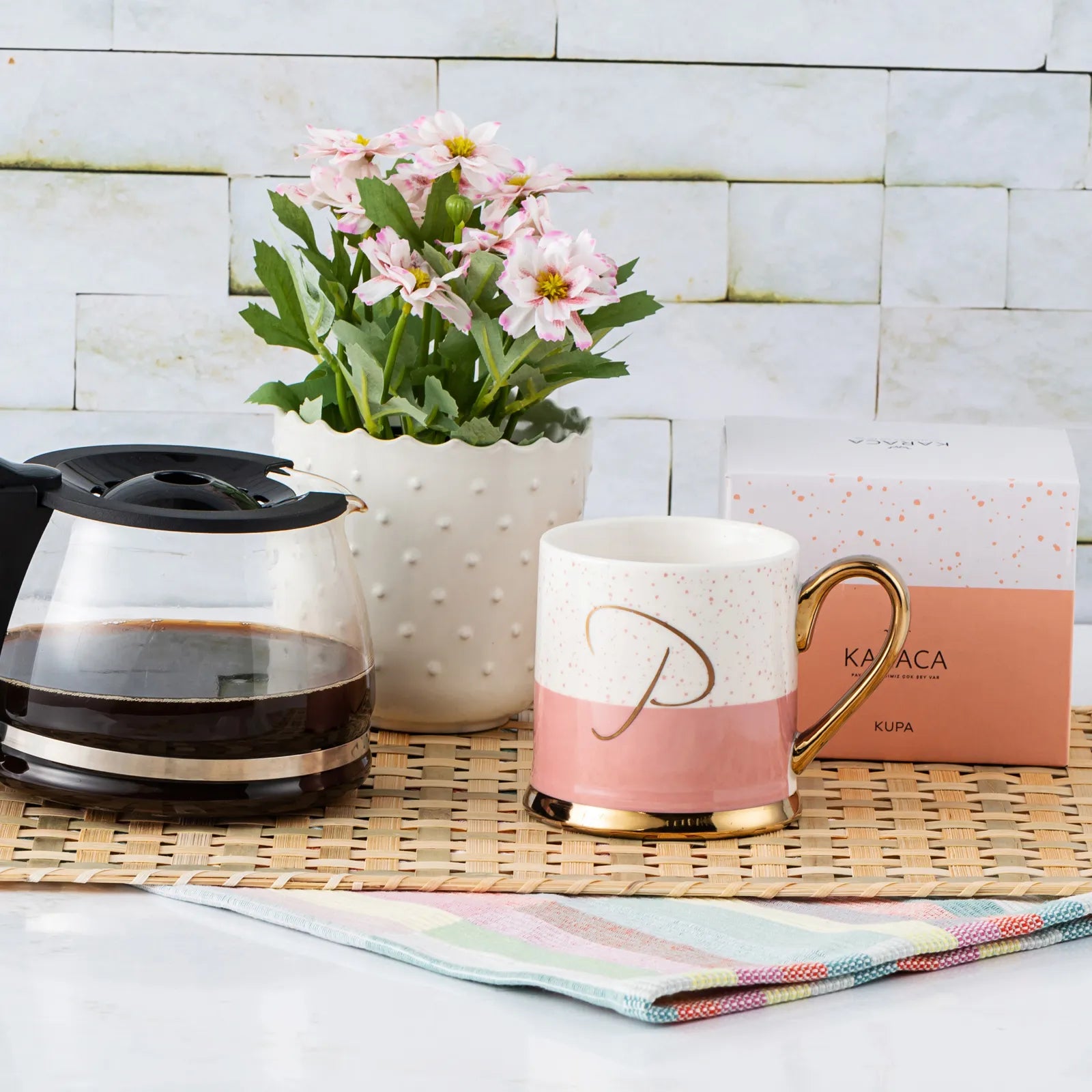 Karaca Mug With Letter P 153.03.06.1623 - Mugs - ebarza Furniture UAE | Shop Modern Furniture in Abu Dhabi & Dubai - مفروشات ايبازرا في الامارات | تسوق اثاث عصري وديكورات مميزة في دبي وابوظبي