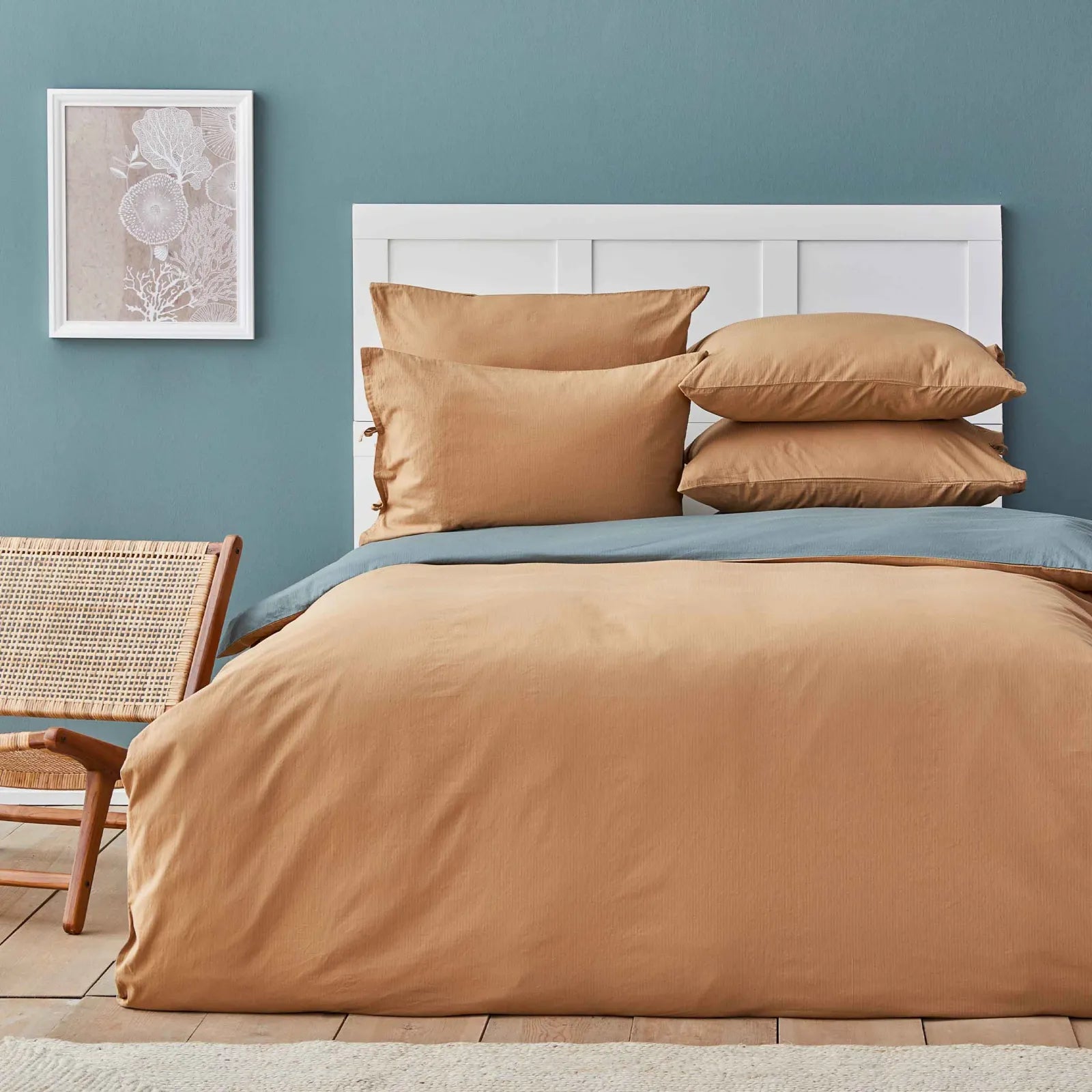 Karaca Nautica Home Bow Mustard/Green Double Sided Single Duvet Cover Set 180.01.01.0408 - Bedding - ebarza Furniture UAE | Shop Modern Furniture in Abu Dhabi & Dubai - مفروشات ايبازرا في الامارات | تسوق اثاث عصري وديكورات مميزة في دبي وابوظبي