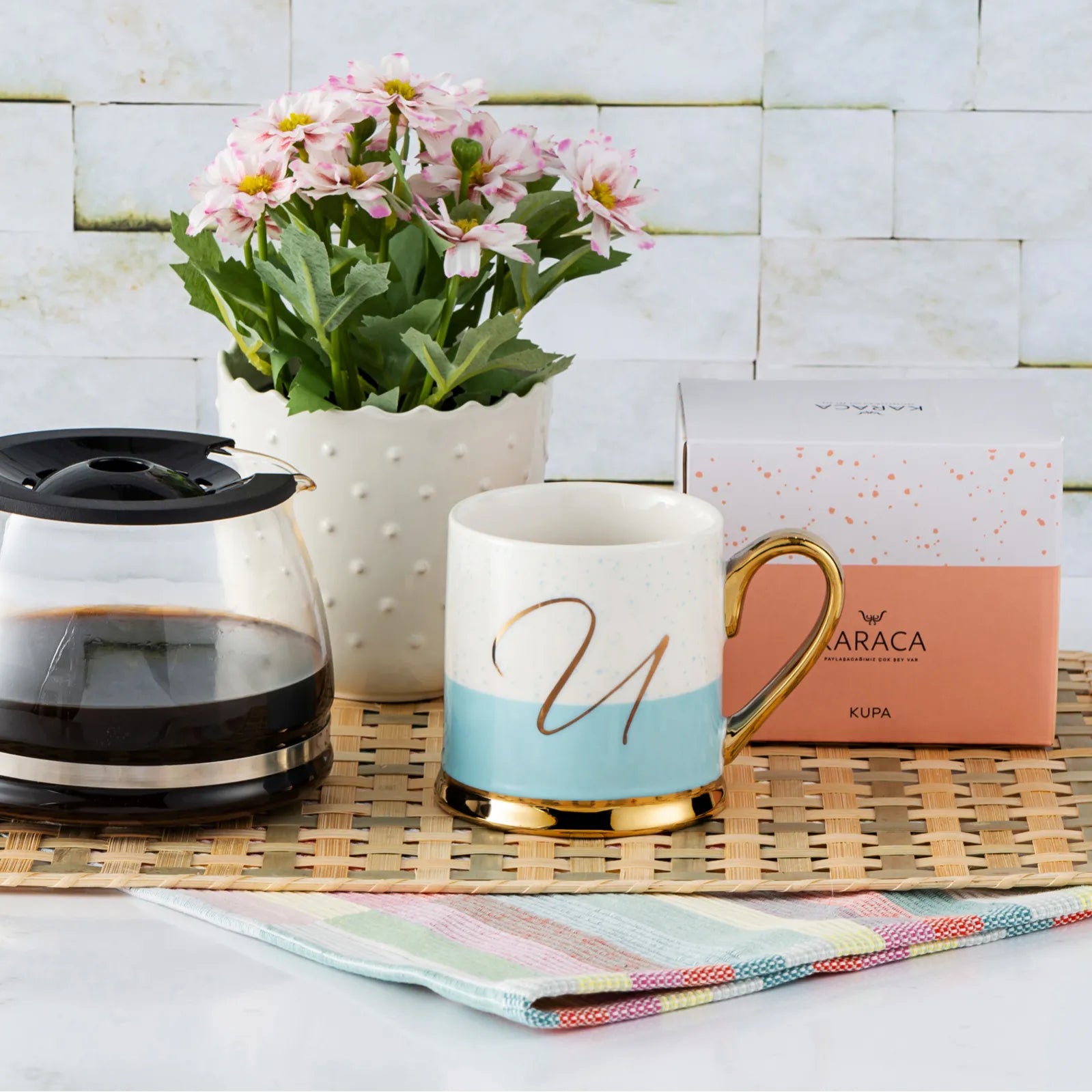 Karaca U Letter Mug 153.03.06.1627 - Mugs - ebarza Furniture UAE | Shop Modern Furniture in Abu Dhabi & Dubai - مفروشات ايبازرا في الامارات | تسوق اثاث عصري وديكورات مميزة في دبي وابوظبي