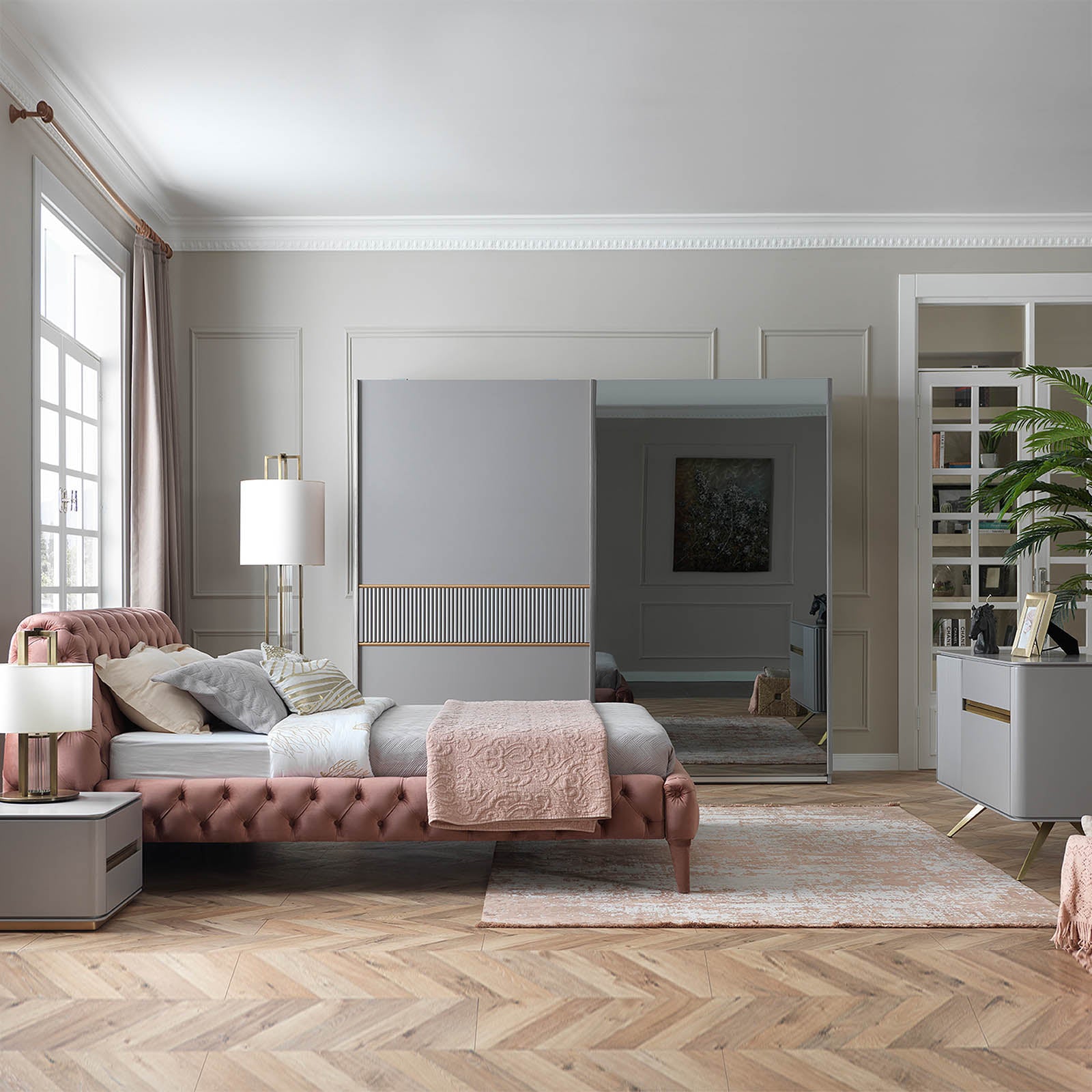 Malena Queen Bedstead Malena001-P-Bed - Bedsteads - ebarza Furniture UAE | Shop Modern Furniture in Abu Dhabi & Dubai - مفروشات ايبازرا في الامارات | تسوق اثاث عصري وديكورات مميزة في دبي وابوظبي