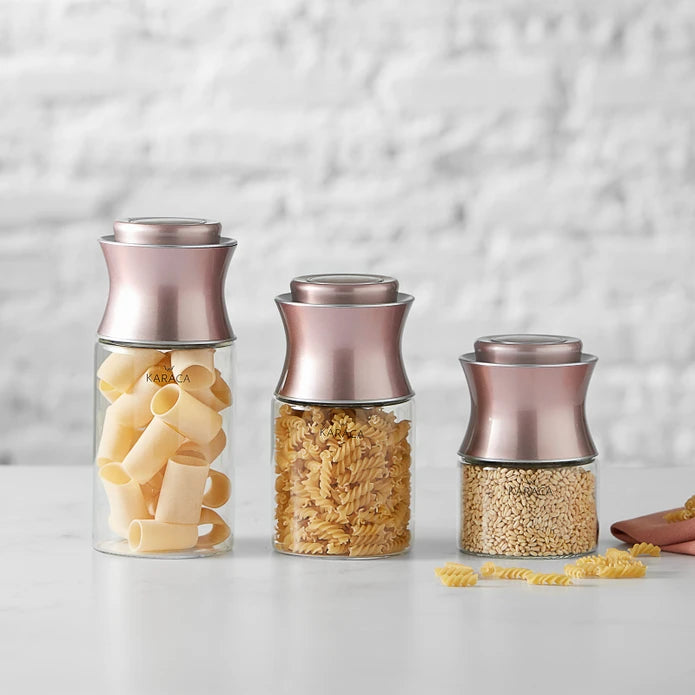 Rosegold 3 Piece Jar Set L / M / S 12610010022 153.03.07.4648 - Spice Sets - ebarza Furniture UAE | Shop Modern Furniture in Abu Dhabi & Dubai - مفروشات ايبازرا في الامارات | تسوق اثاث عصري وديكورات مميزة في دبي وابوظبي