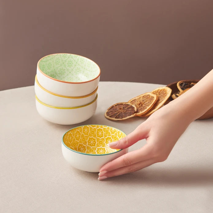 Karaca Floral Yellow Round Cookie Bowl 10 cm 153.03.08.2974 - Bowls - ebarza Furniture UAE | Shop Modern Furniture in Abu Dhabi & Dubai - مفروشات ايبازرا في الامارات | تسوق اثاث عصري وديكورات مميزة في دبي وابوظبي