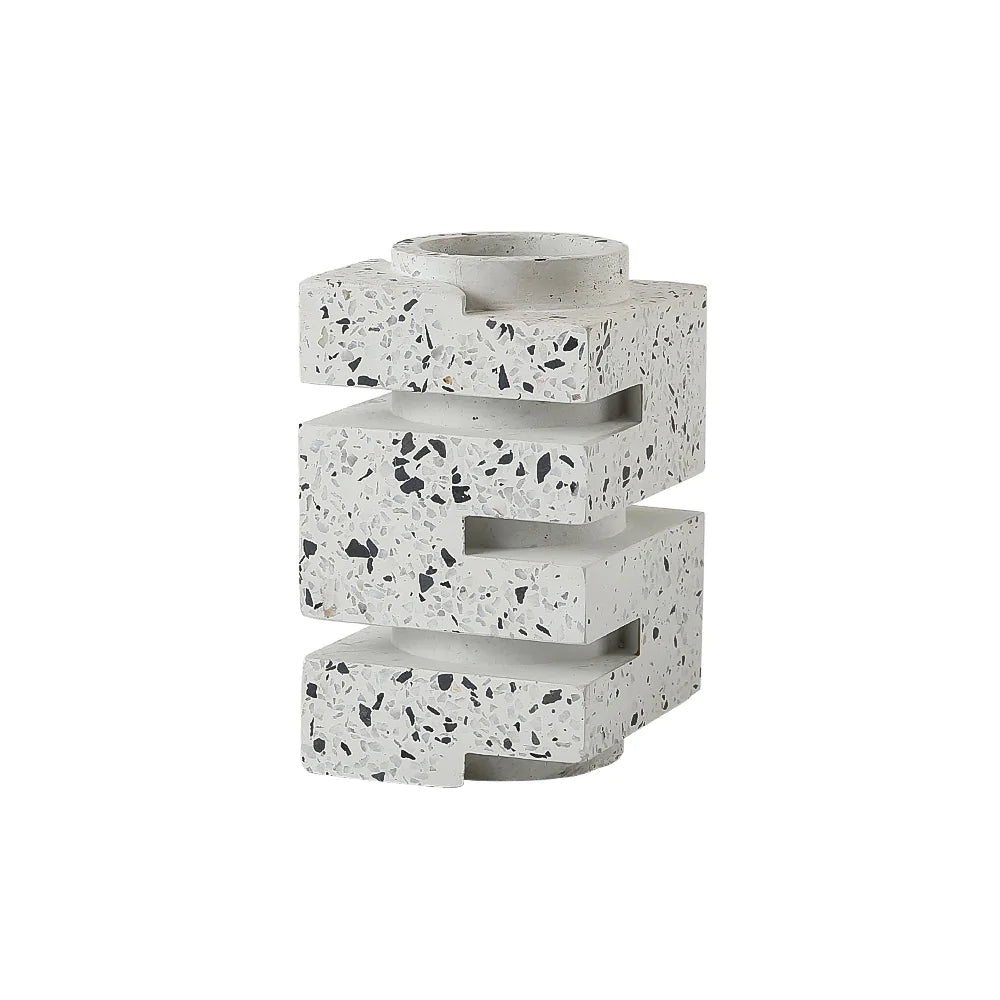 White Terrazzo Trough Vase Fb-T2215A - Vases - ebarza Furniture UAE | Shop Modern Furniture in Abu Dhabi & Dubai - مفروشات ايبازرا في الامارات | تسوق اثاث عصري وديكورات مميزة في دبي وابوظبي
