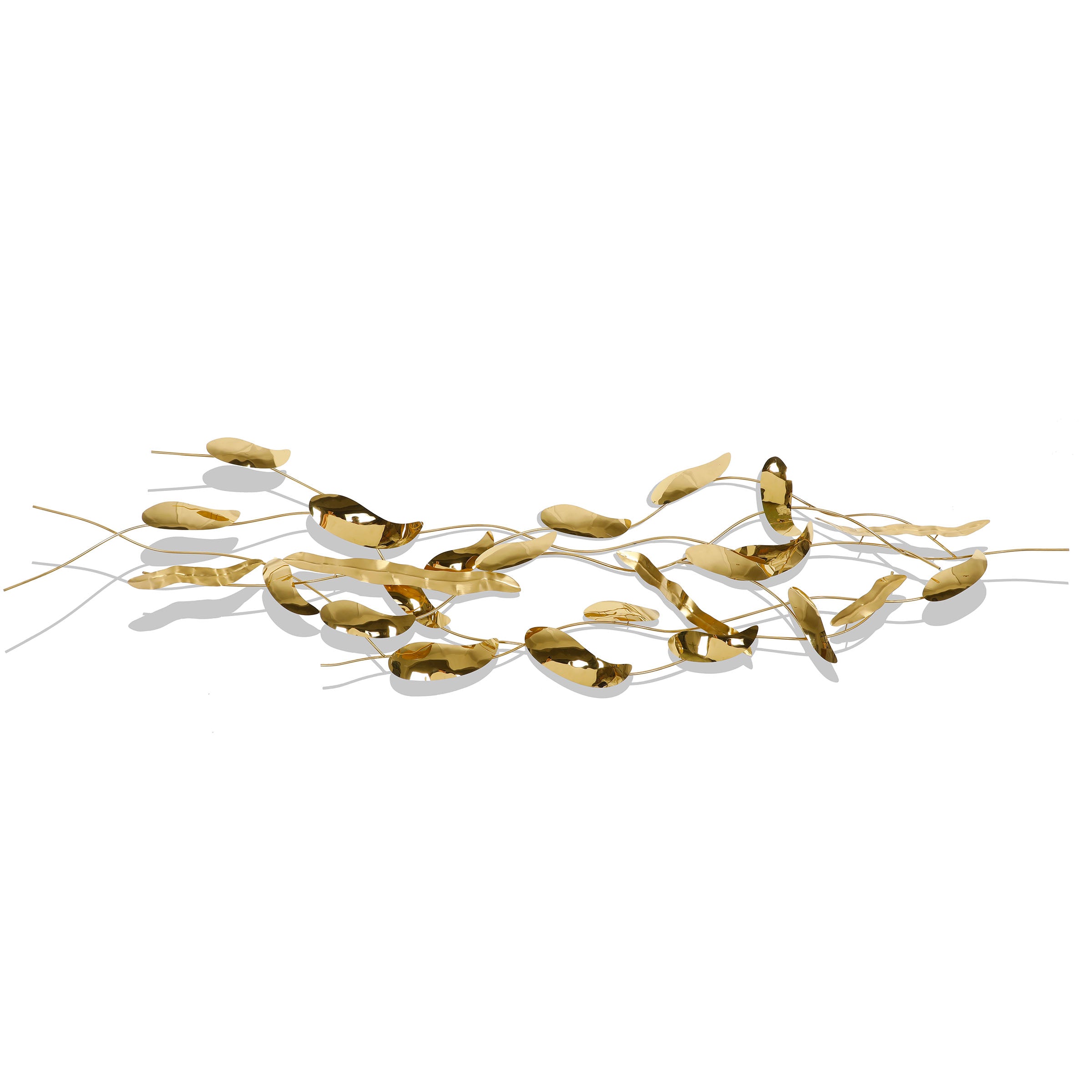 Golden Soft Leaves Handcrafted Stainless Steel Artwork Z08022-G -  Artwork - ebarza Furniture UAE | Shop Modern Furniture in Abu Dhabi & Dubai - مفروشات ايبازرا في الامارات | تسوق اثاث عصري وديكورات مميزة في دبي وابوظبي