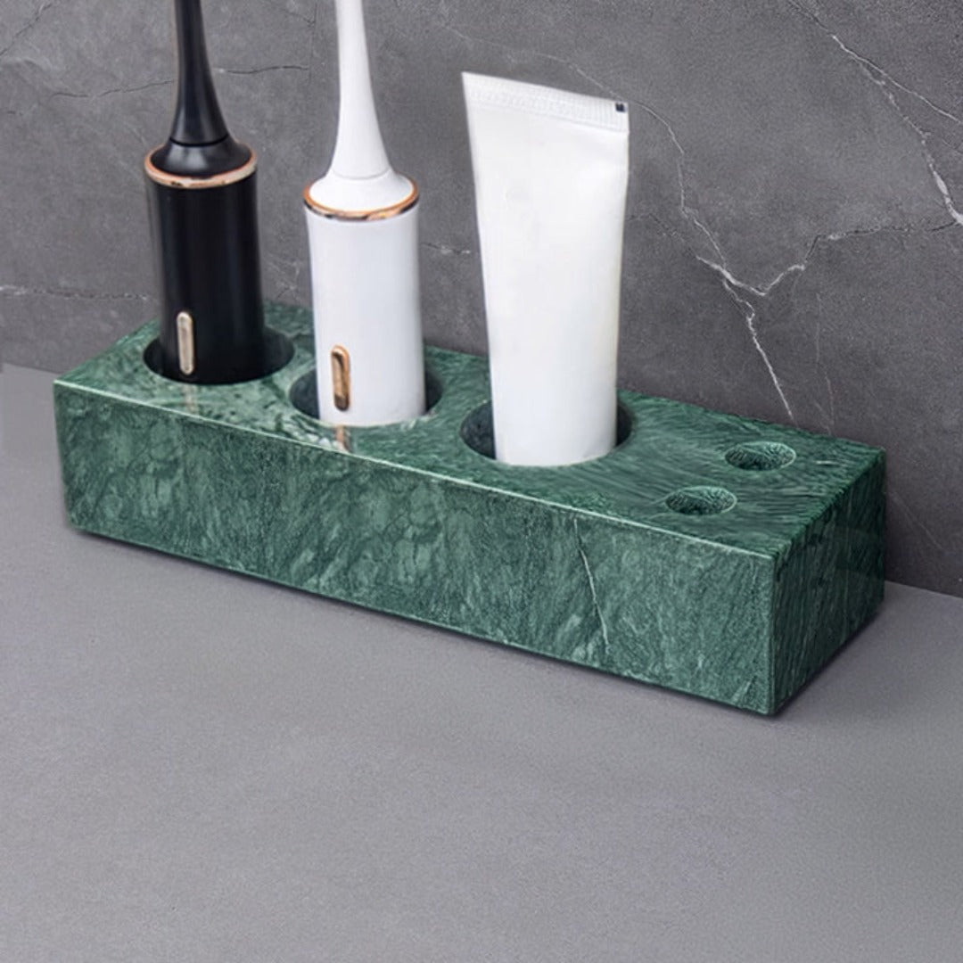 Indian Green Marble Electric Toothbrush Holder (With Crevice Brush Holes) THD840 -  Bathroom Accessories - ebarza Furniture UAE | Shop Modern Furniture in Abu Dhabi & Dubai - مفروشات ايبازرا في الامارات | تسوق اثاث عصري وديكورات مميزة في دبي وابوظبي