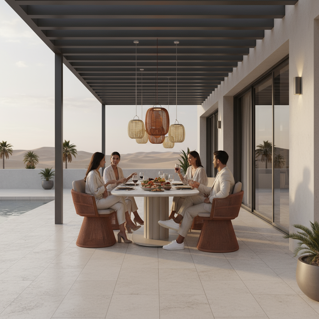 Lotus Indoor/Outdoor Dining Table - KT8602F27CER -  Outdoor Tables - ebarza Furniture UAE | Shop Modern Furniture in Abu Dhabi & Dubai - مفروشات ايبازرا في الامارات | تسوق اثاث عصري وديكورات مميزة في دبي وابوظبي