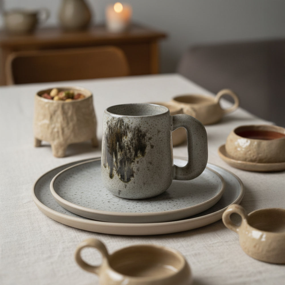 Artisan Ceramic Plate E837-P-08268  9 -  Plates - ebarza Furniture UAE | Shop Modern Furniture in Abu Dhabi & Dubai - مفروشات ايبازرا في الامارات | تسوق اثاث عصري وديكورات مميزة في دبي وابوظبي