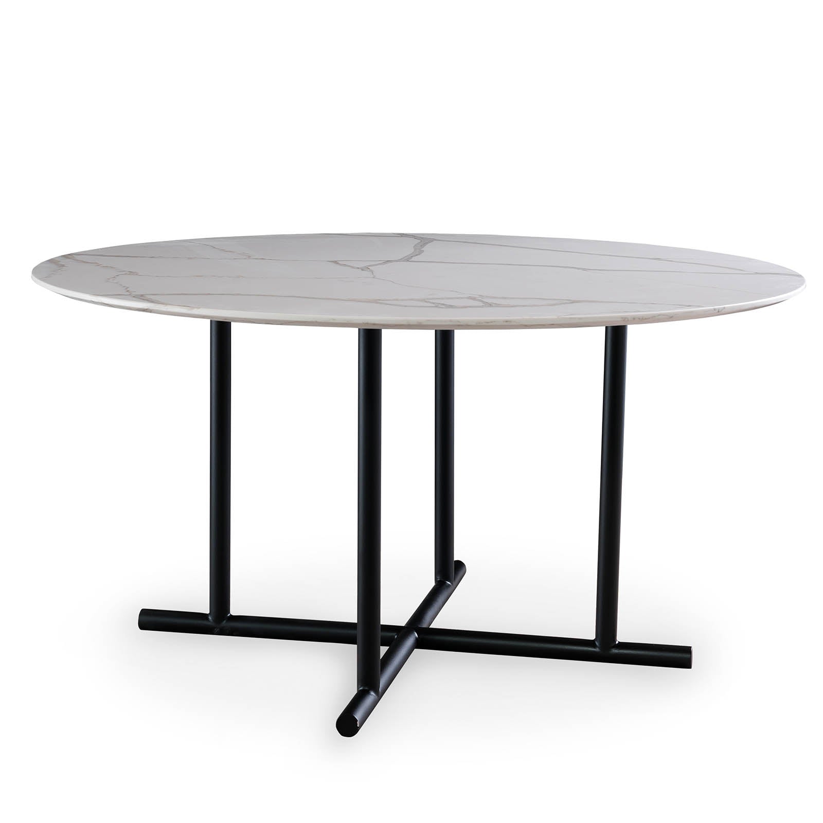 140 Cm Blackjack  Quartz Dining Table Dt002 (R2) -  Dining Tables - ebarza Furniture UAE | Shop Modern Furniture in Abu Dhabi & Dubai - مفروشات ايبازرا في الامارات | تسوق اثاث عصري وديكورات مميزة في دبي وابوظبي