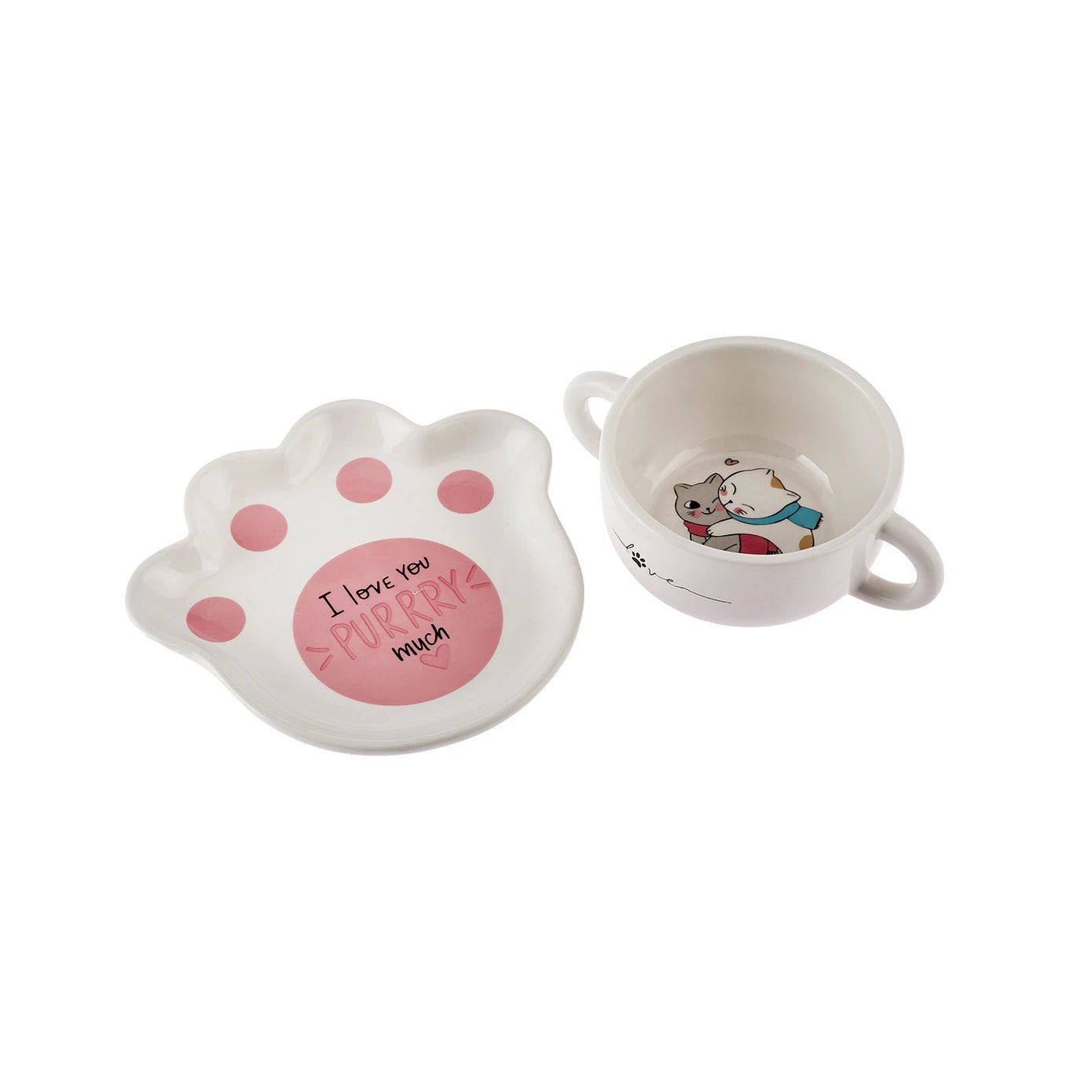 Karaca Cat Plate Bowl Food Set 153.03.05.0290 -  Bowls - ebarza Furniture UAE | Shop Modern Furniture in Abu Dhabi & Dubai - مفروشات ايبازرا في الامارات | تسوق اثاث عصري وديكورات مميزة في دبي وابوظبي