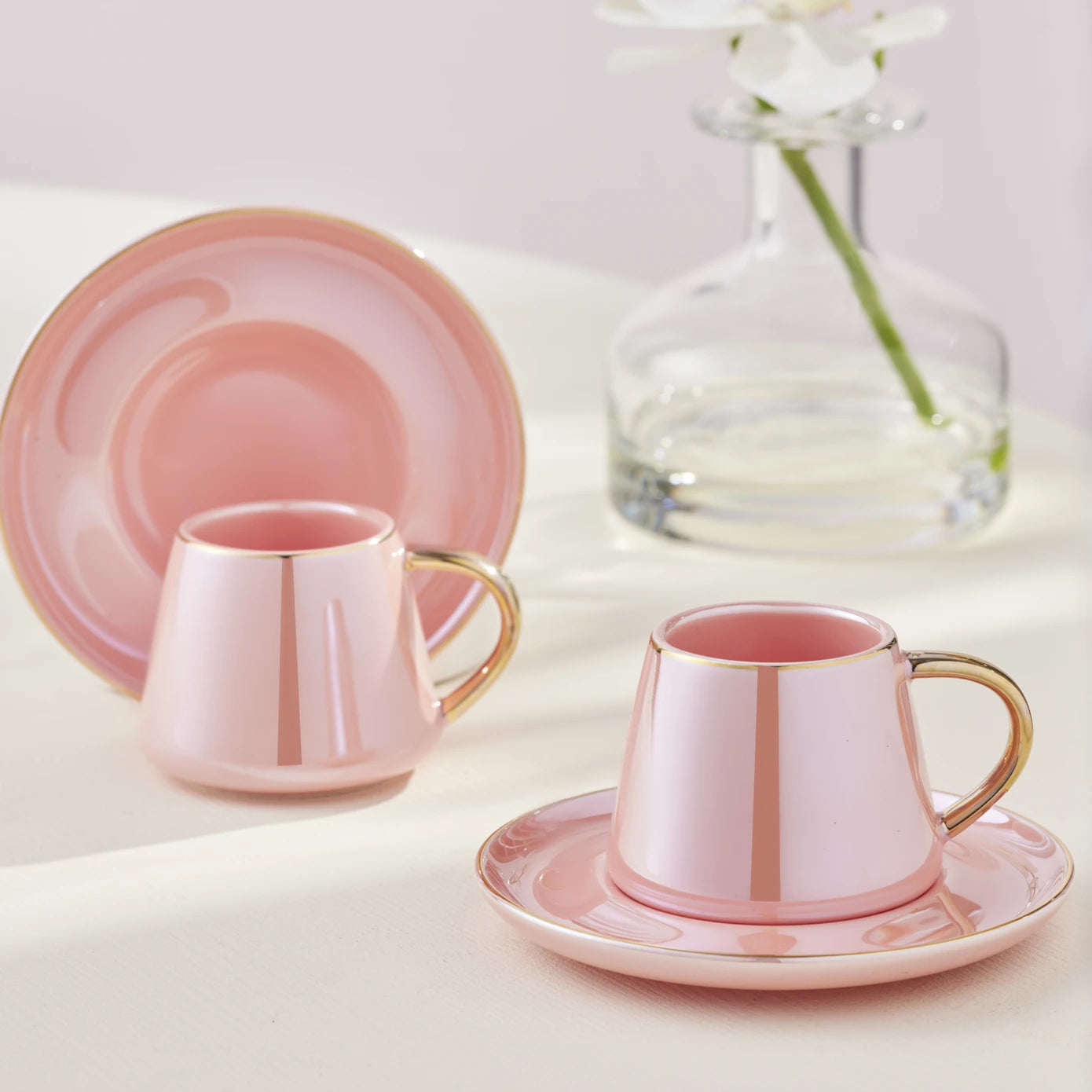 Pre-order 25 Days Delivery - Karaca Luster 2 Person Pink Coffee Cup Set 80 ml 153.03.06.9503 -  Coffee Sets - ebarza Furniture UAE | Shop Modern Furniture in Abu Dhabi & Dubai - مفروشات ايبازرا في الامارات | تسوق اثاث عصري وديكورات مميزة في دبي وابوظبي