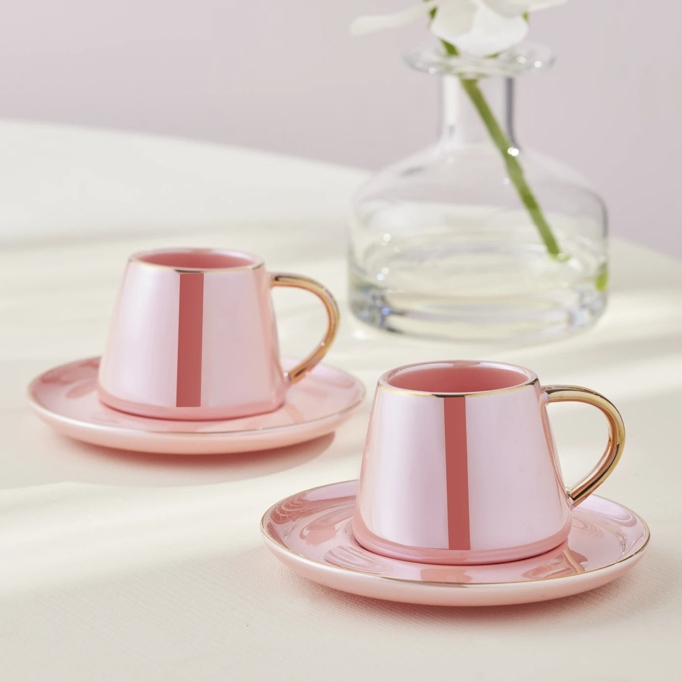 Pre-order 25 Days Delivery - Karaca Luster 2 Person Pink Coffee Cup Set 80 ml 153.03.06.9503 -  Coffee Sets - ebarza Furniture UAE | Shop Modern Furniture in Abu Dhabi & Dubai - مفروشات ايبازرا في الامارات | تسوق اثاث عصري وديكورات مميزة في دبي وابوظبي