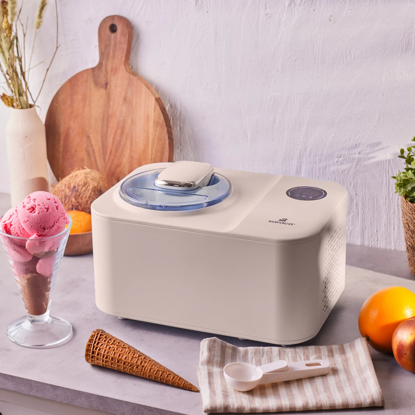 Pre-order 25 Days Delivery - Karaca 2 in 1 Automatic Ice Cream Maker Machine with Mixer and Freezer Vanilla 153.09.01.0964 -  Kitchen Appliances - ebarza Furniture UAE | Shop Modern Furniture in Abu Dhabi & Dubai - مفروشات ايبازرا في الامارات | تسوق اثاث عصري وديكورات مميزة في دبي وابوظبي