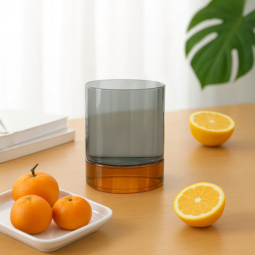 Amber Base + Grey Top Tumbler - C24058FA1 -  Drinkware - ebarza Furniture UAE | Shop Modern Furniture in Abu Dhabi & Dubai - مفروشات ايبازرا في الامارات | تسوق اثاث عصري وديكورات مميزة في دبي وابوظبي