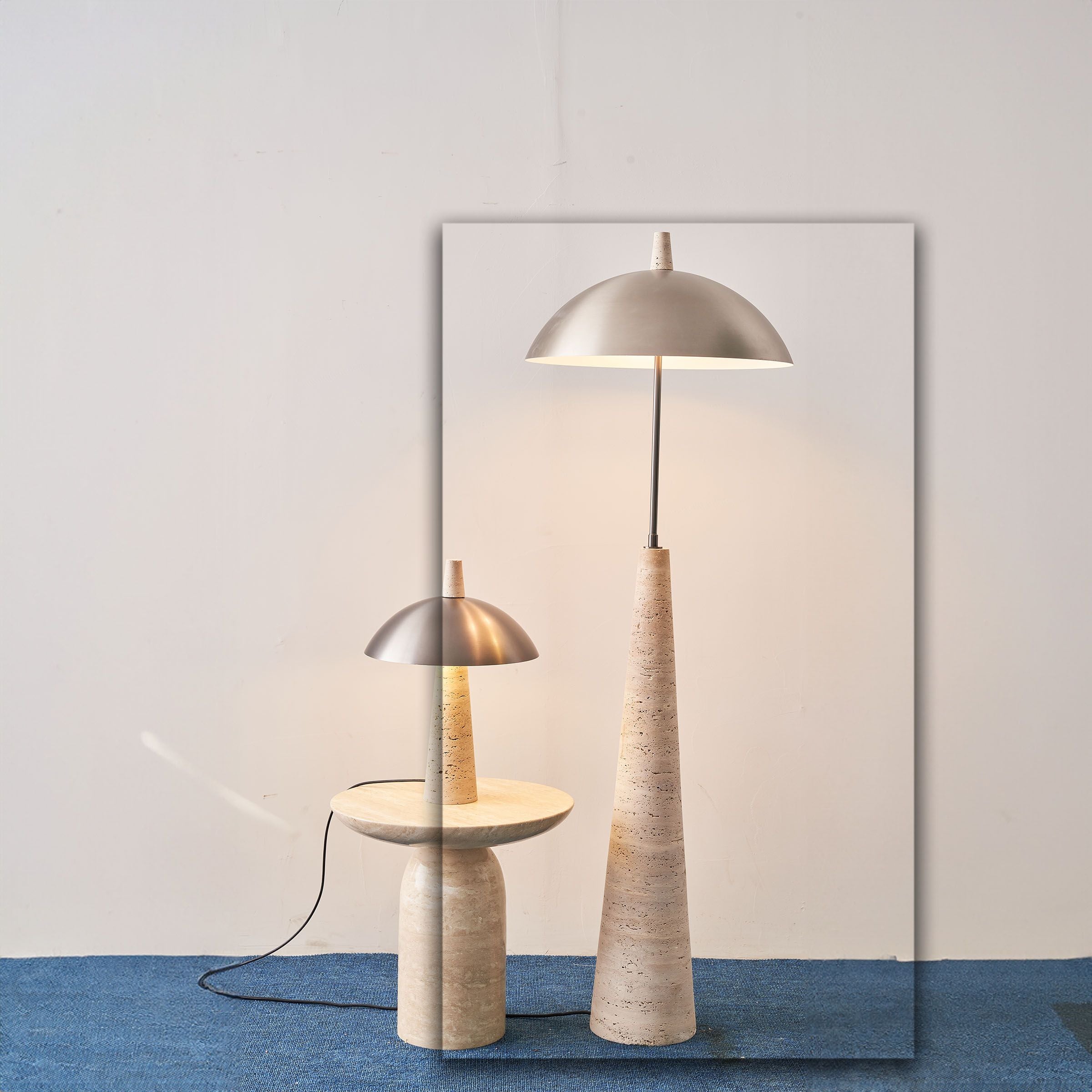 Natural  Travertine Floor Lamp JA-015F -  Floor Lamps | مصباح أرضي من الحجر الجيري الطبيعي - ebarza Furniture UAE | Shop Modern Furniture in Abu Dhabi & Dubai - مفروشات ايبازرا في الامارات | تسوق اثاث عصري وديكورات مميزة في دبي وابوظبي